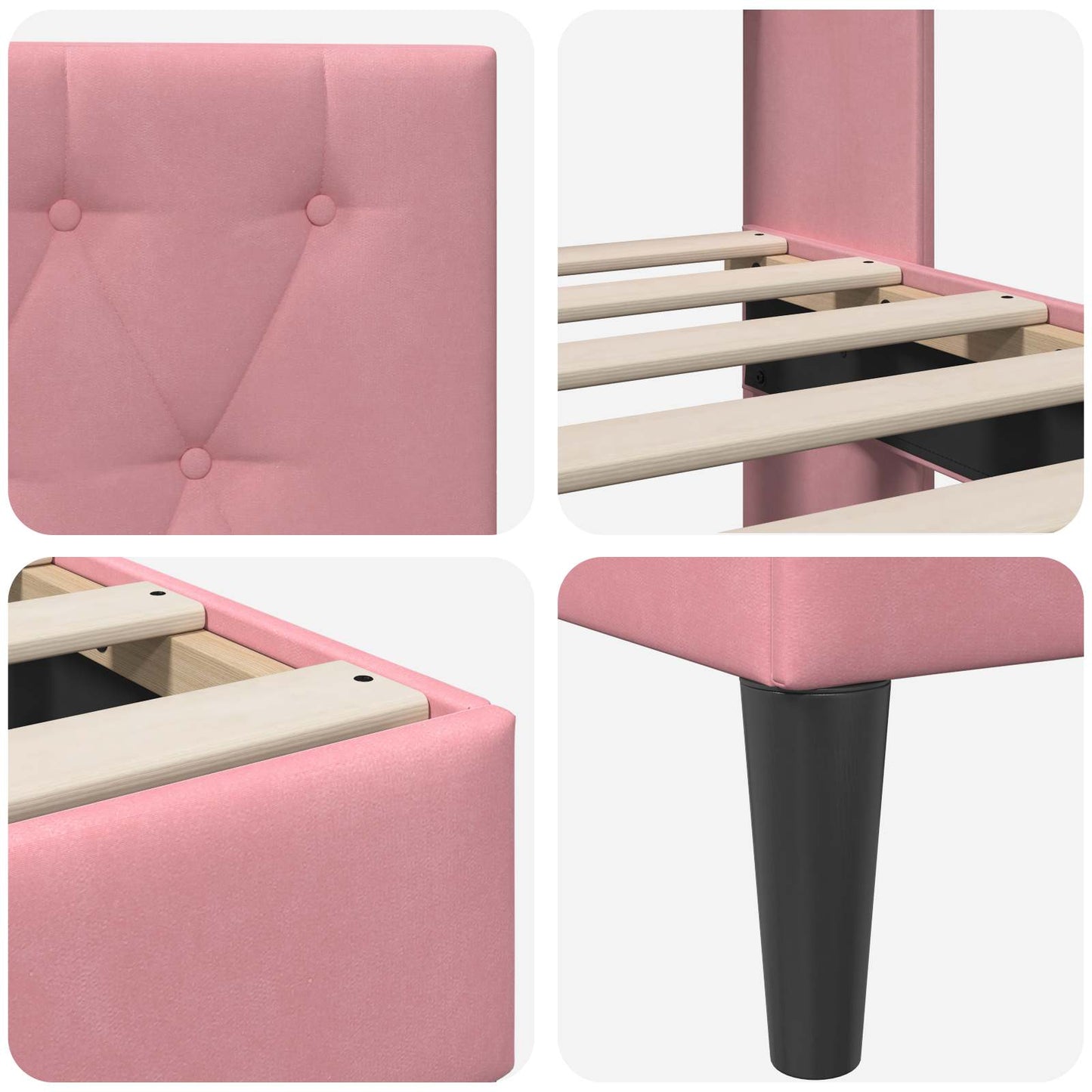 Struttura del letto con testiera Rosa 90 x 200 cm Velluto | homemem39