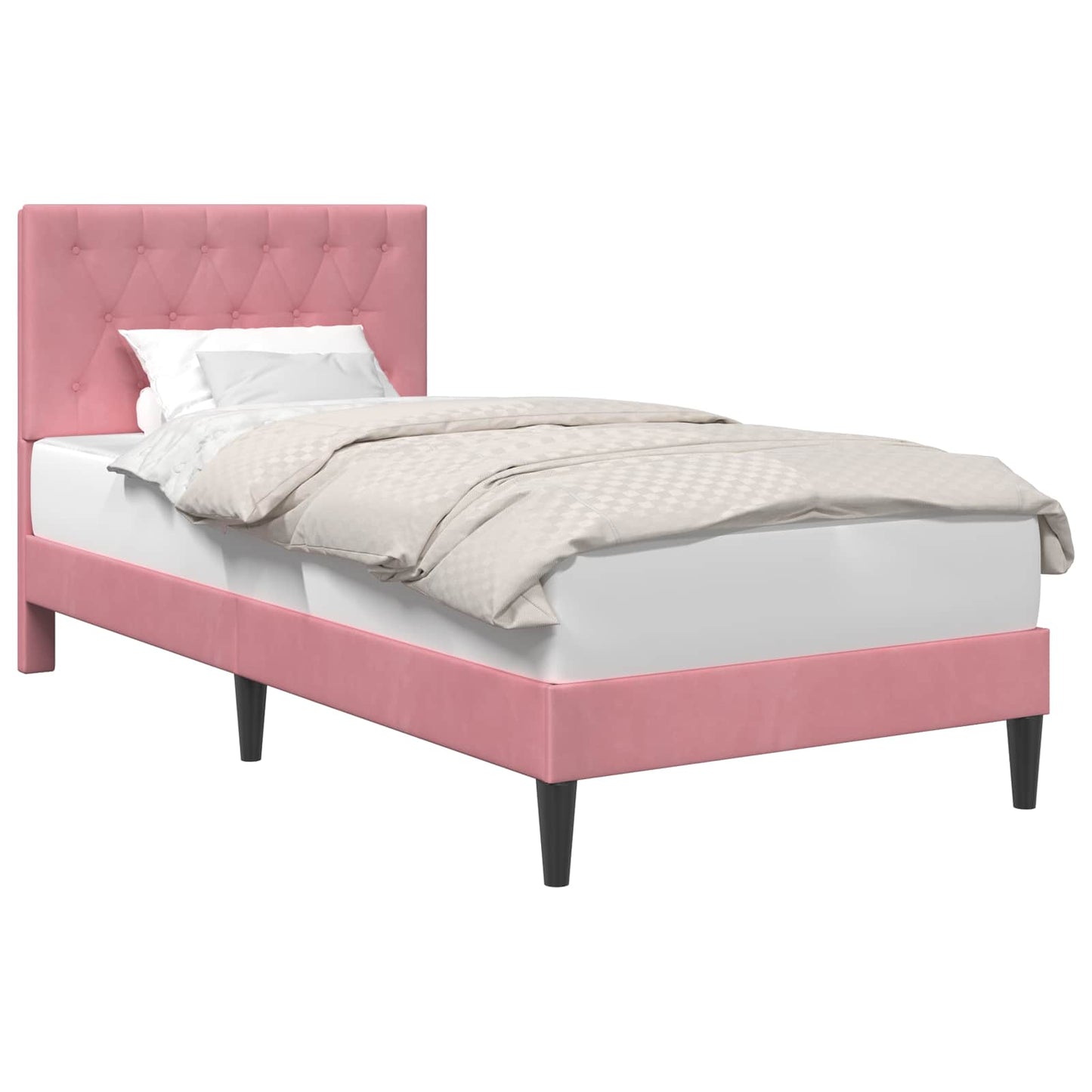 Struttura del letto con testiera Rosa 90 x 200 cm Velluto | homemem39