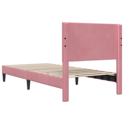 Struttura del letto con testiera Rosa 90 x 200 cm Velluto | homemem39