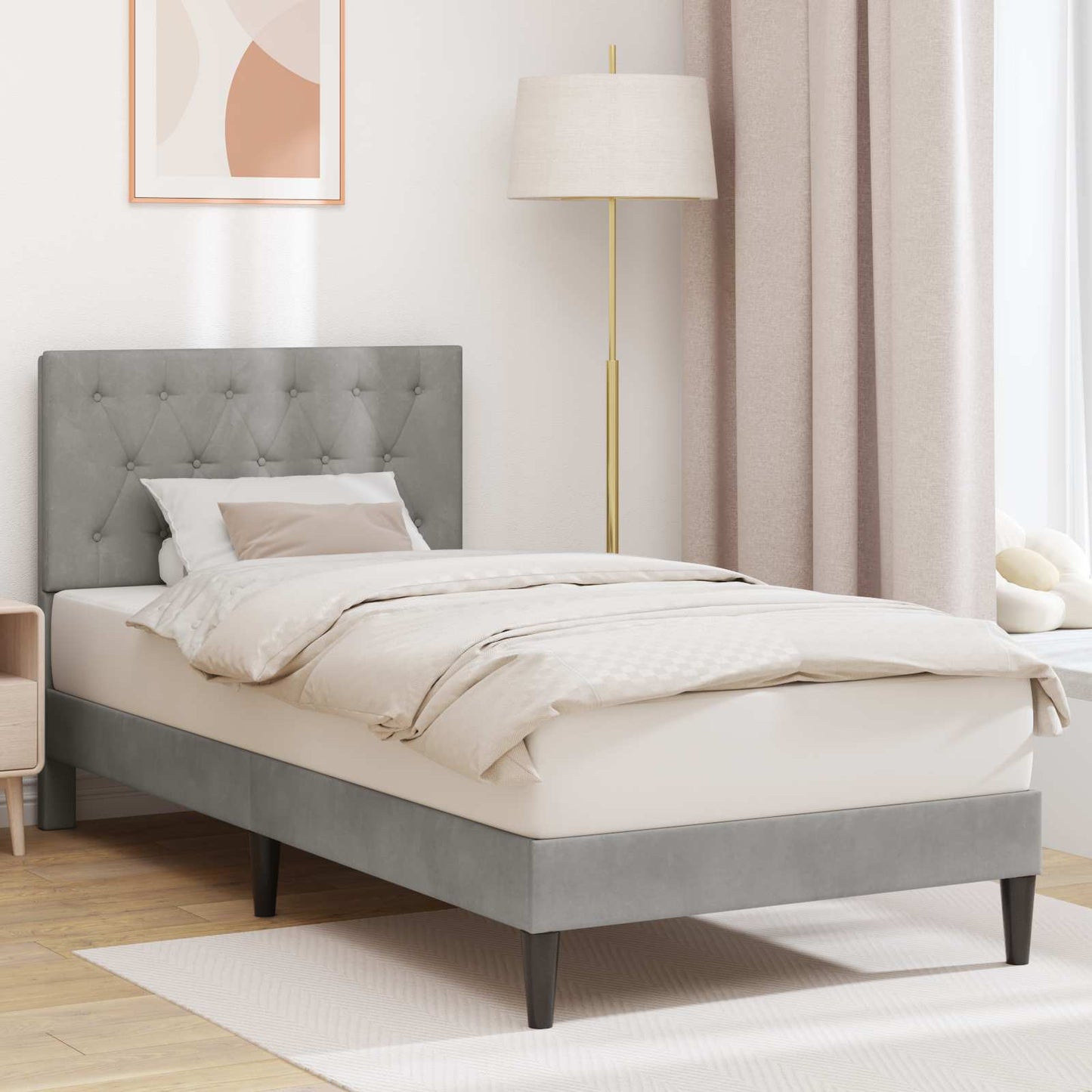 Struttura del letto Grigio Chiaro 100 x 200 cm Velluto | homemem39