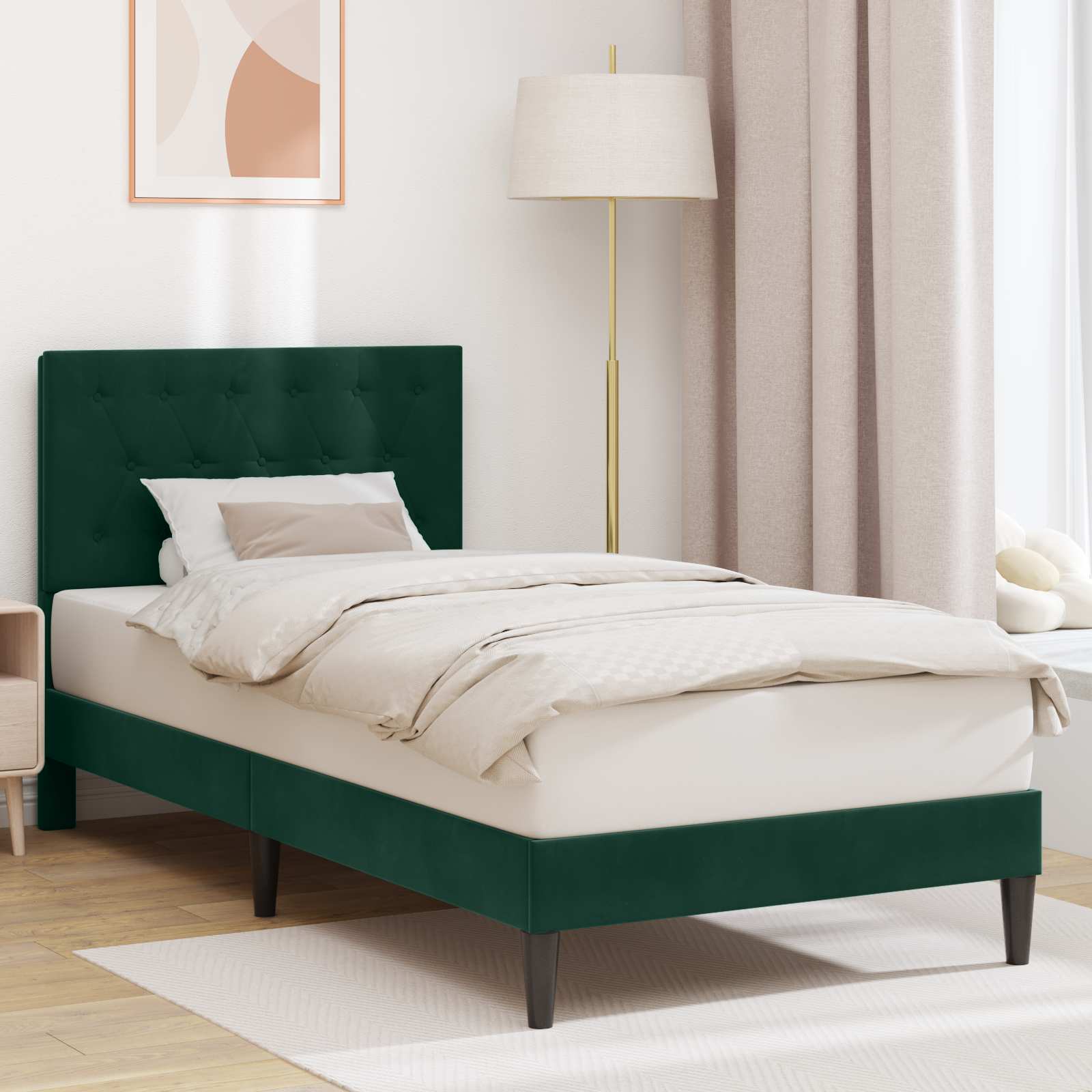Struttura del letto Verde Scuro 100 x 200 cm Velluto | homemem39