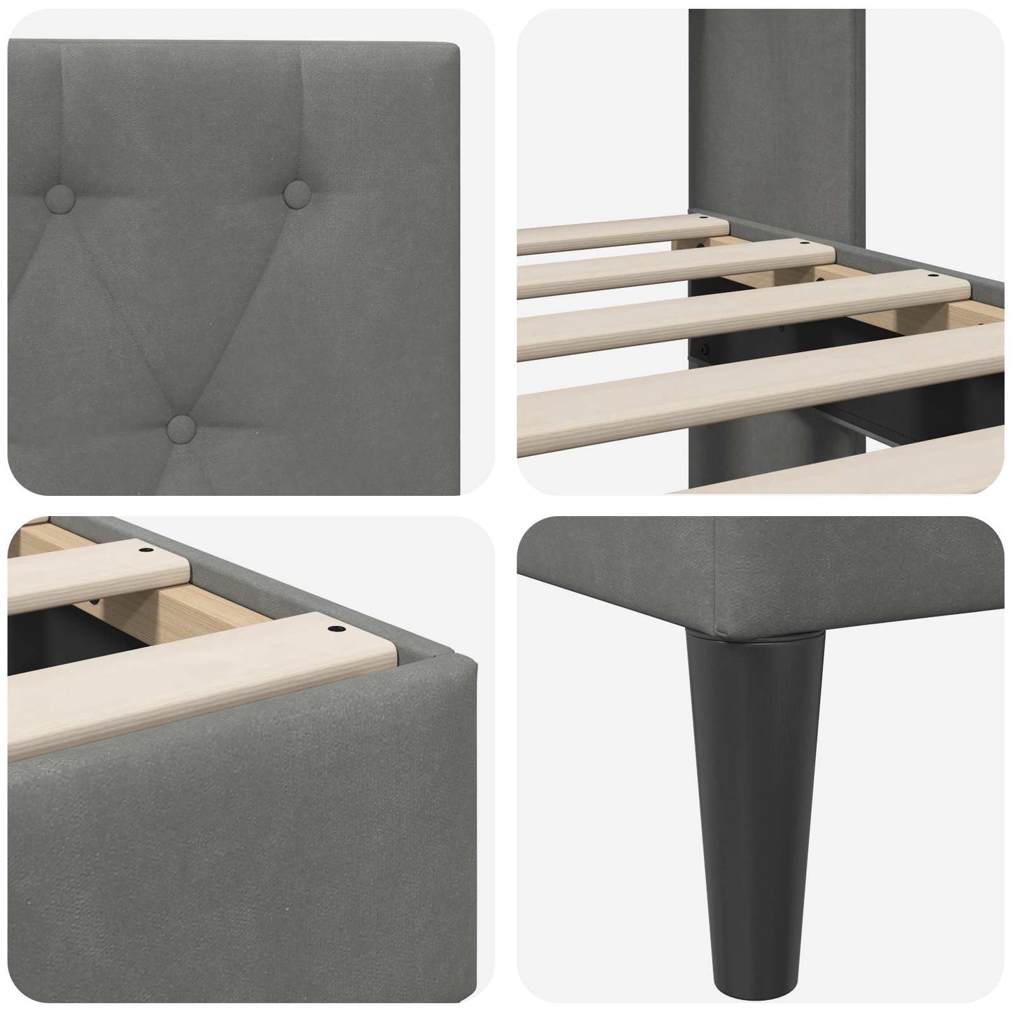 Struttura del letto Grigio Scuro 120 x 190 cm Velluto - homemem39