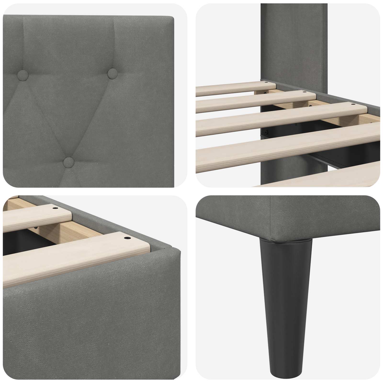 Struttura del letto Grigio Scuro 120 x 190 cm Velluto - homemem39