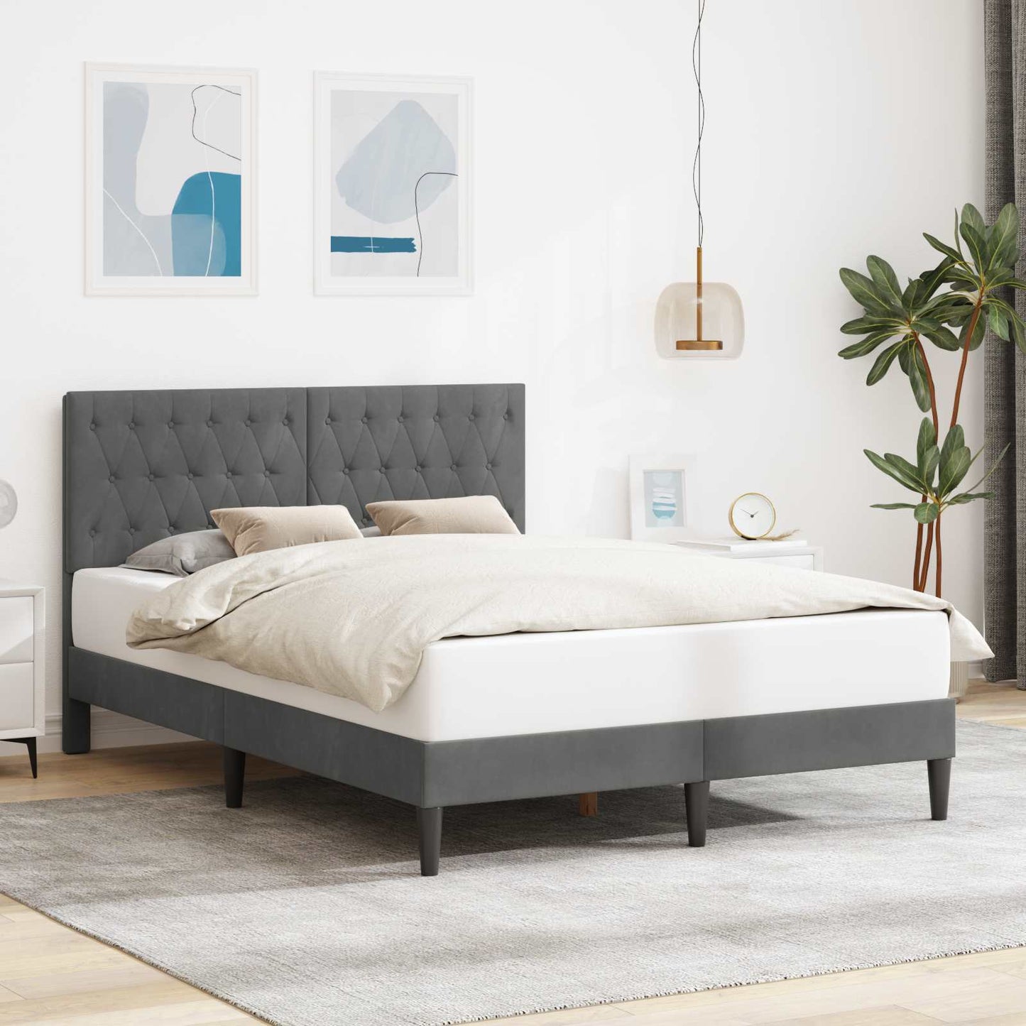 Struttura del letto Grigio Scuro 120 x 190 cm Velluto - homemem39