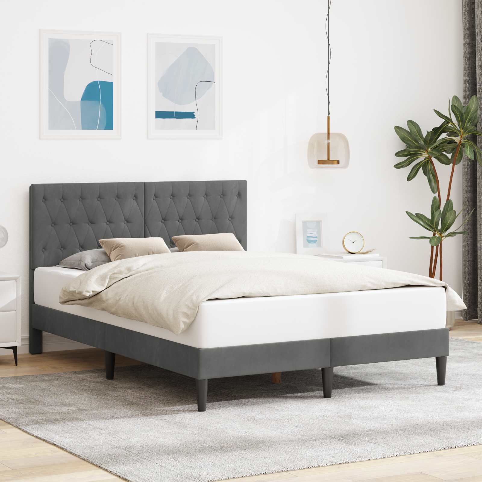 Struttura del letto Grigio Scuro 120 x 190 cm Velluto - homemem39