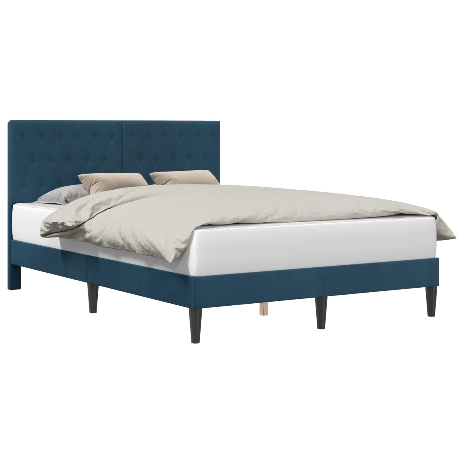 Struttura del letto con testiera Blu 140 x 190 cm Velluto | homemem39