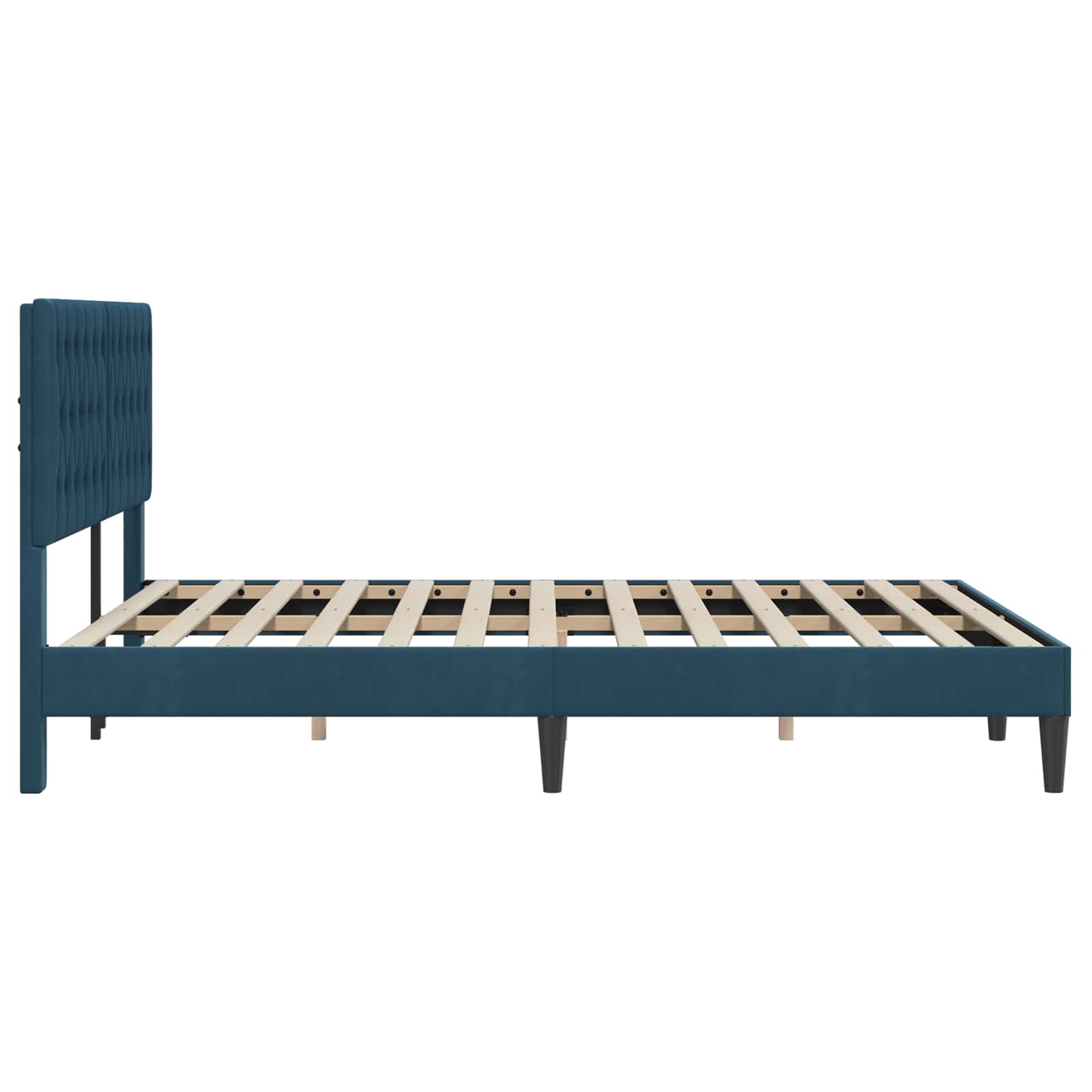 Struttura del letto con testiera Blu 140 x 190 cm Velluto | homemem39