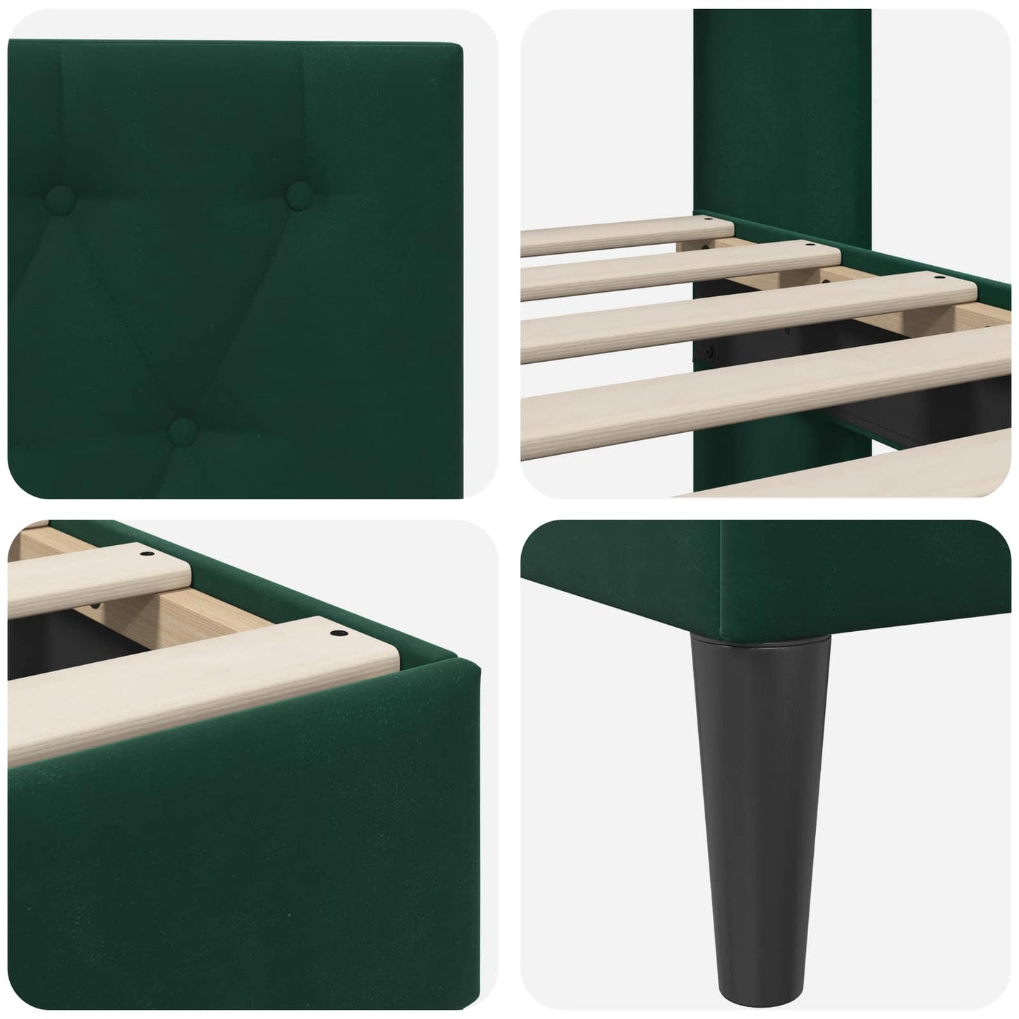 Struttura del letto Verde Scuro 140 x 200 cm Velluto | homemem39