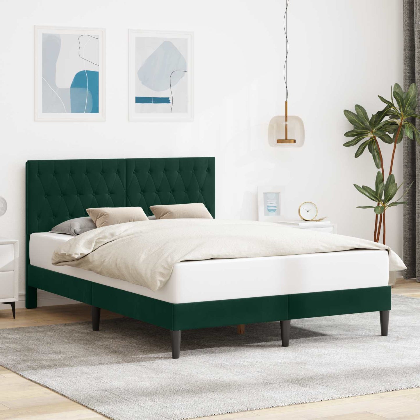 Struttura del letto Verde Scuro 140 x 200 cm Velluto | homemem39