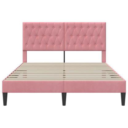 Struttura del letto con testiera Rosa 140 x 200 cm Velluto | homemem39
