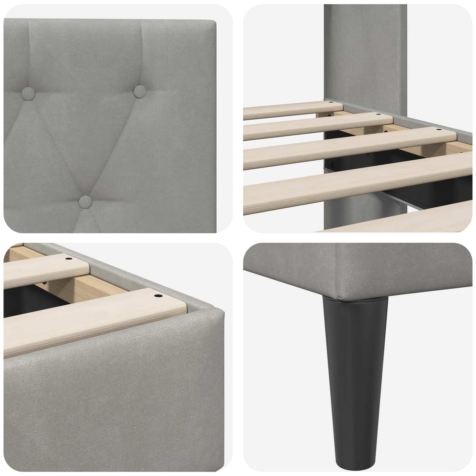Struttura del letto Grigio Chiaro 160 x 200 cm Velluto | homemem39