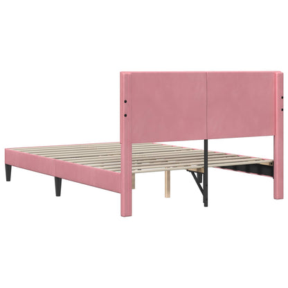 Struttura del letto con testiera Rosa 160 x 200 cm Velluto | homemem39