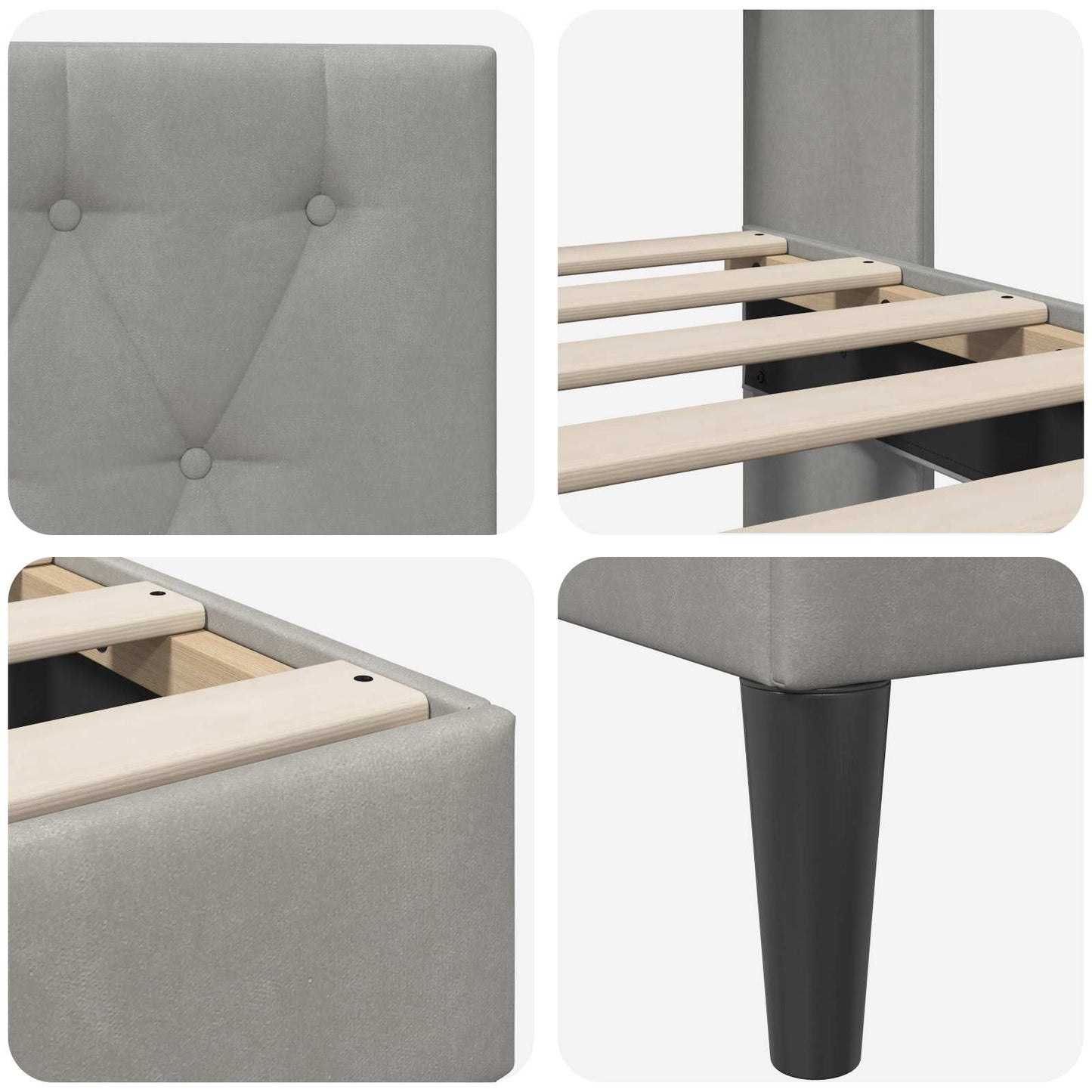 Struttura del letto Grigio Chiaro 200 x 200 cm Velluto | homemem39