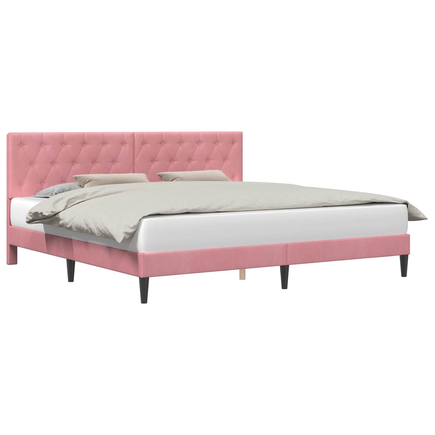 Struttura del letto con testiera Rosa 200 x 200 cm Velluto | homemem39