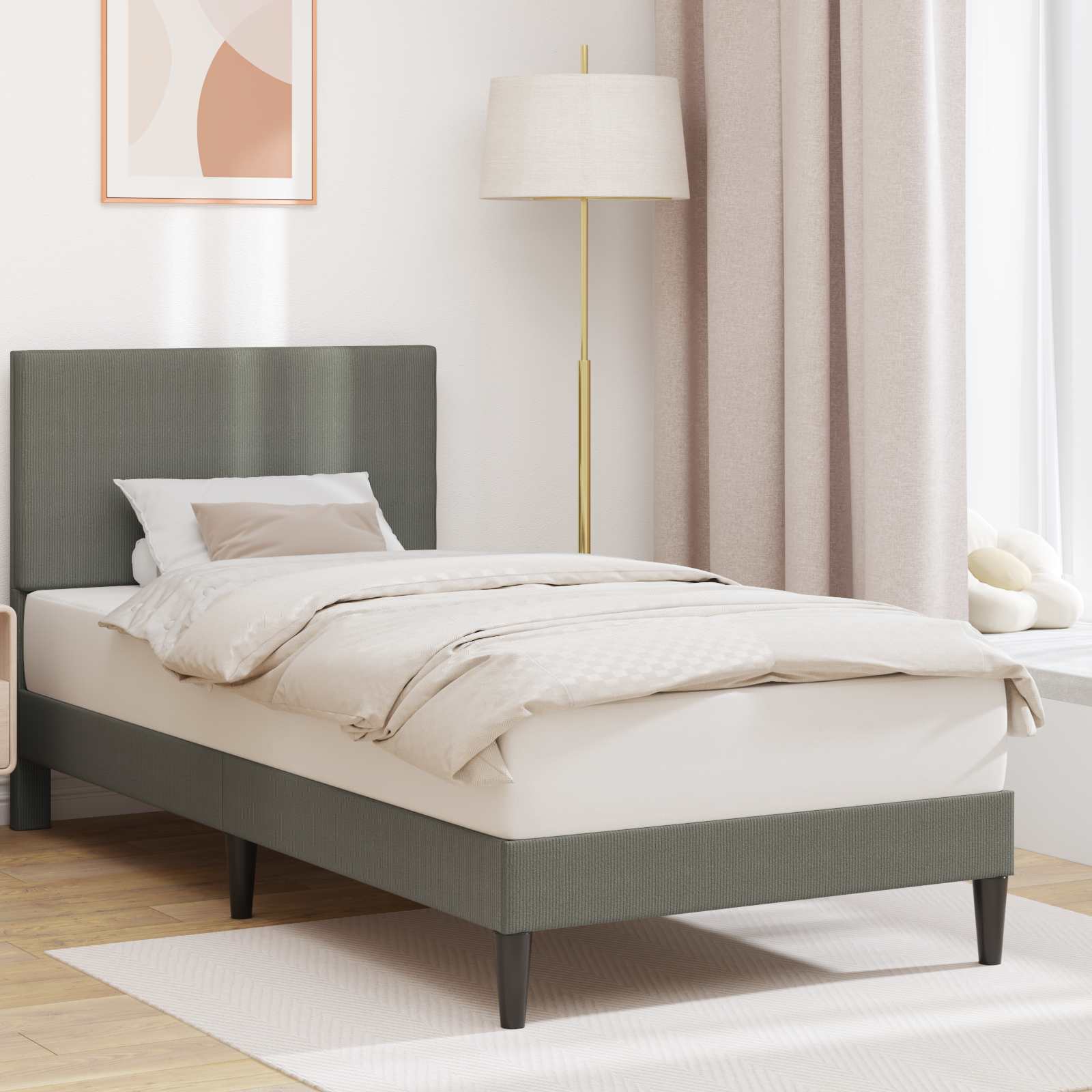 Struttura del letto Grigio Chiaro 80 x 200 cm Tessuto in Cords | homemem39