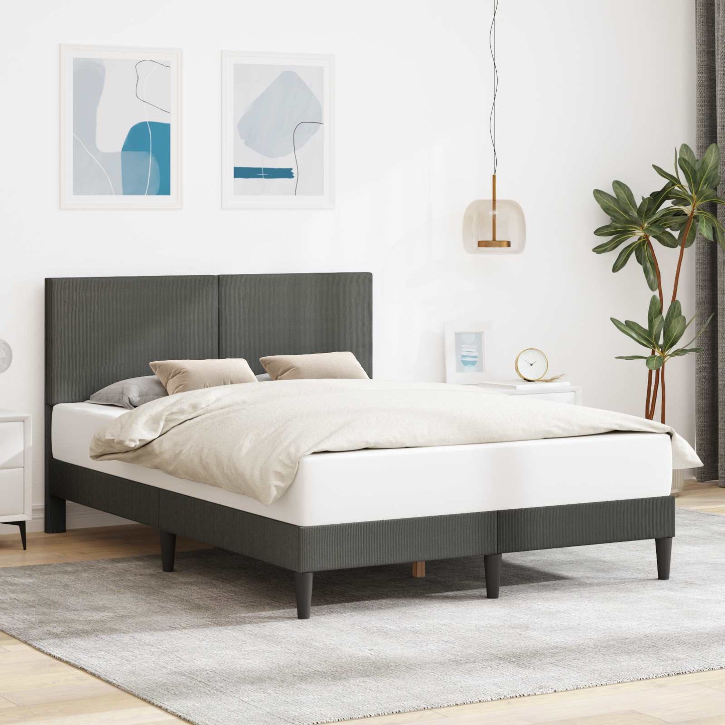 Struttura del letto Grigio Scuro 120 x 200 cm Tessuto in Cords | homemem39