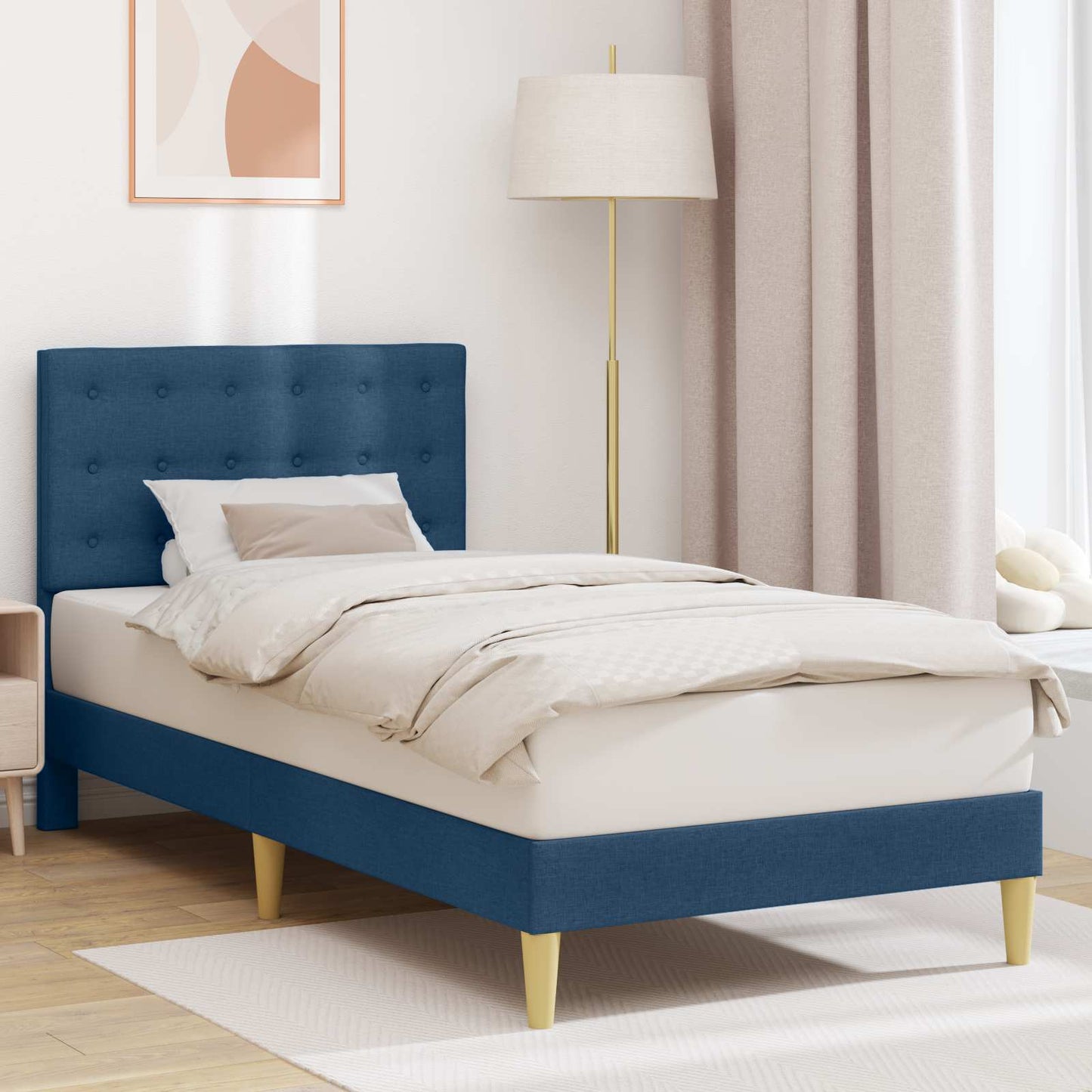 Struttura del letto con testiera Blu 80 x 200 cm Tessuto | homemem39