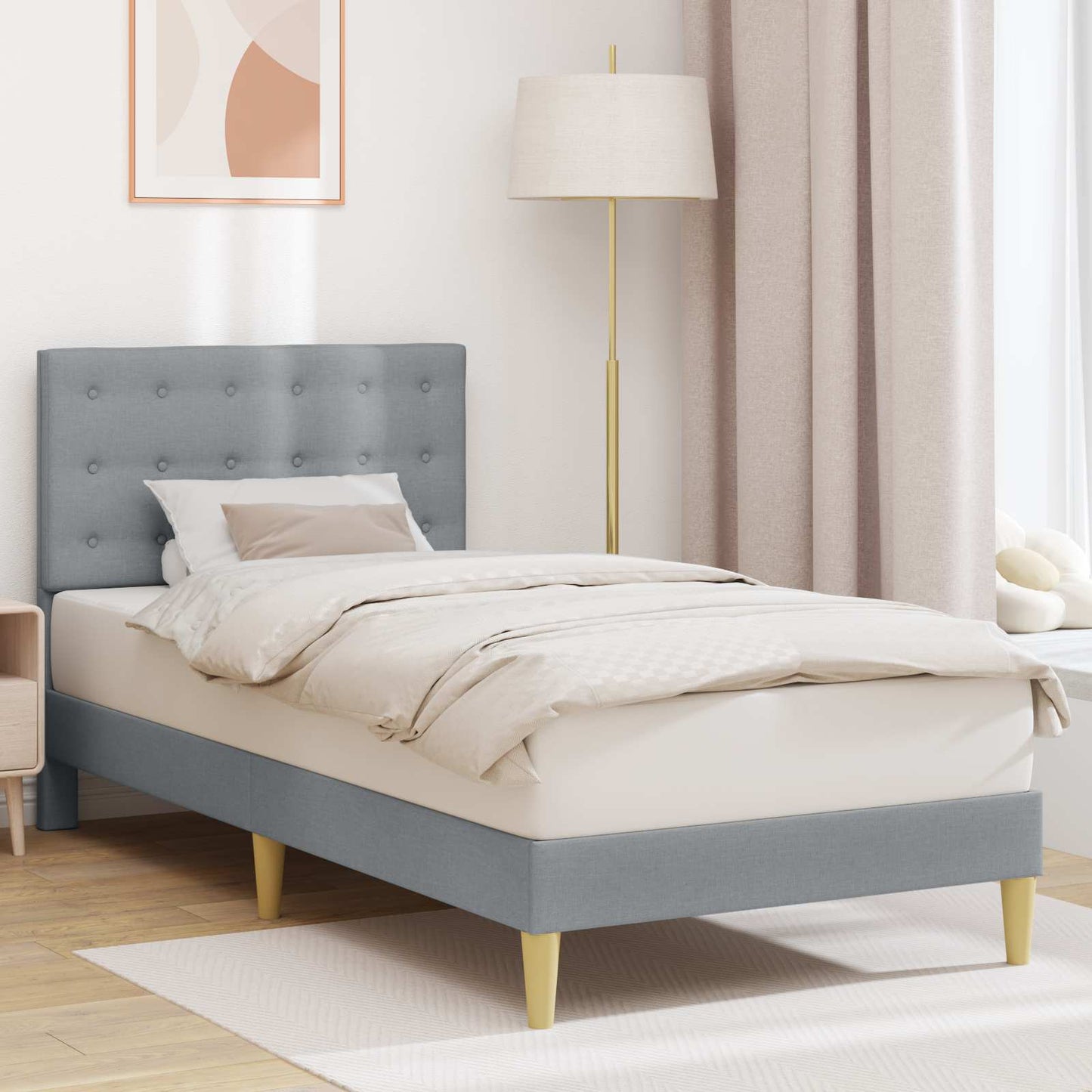 Struttura del letto Grigio Chiaro 90 x 200 cm Tessuto | homemem39