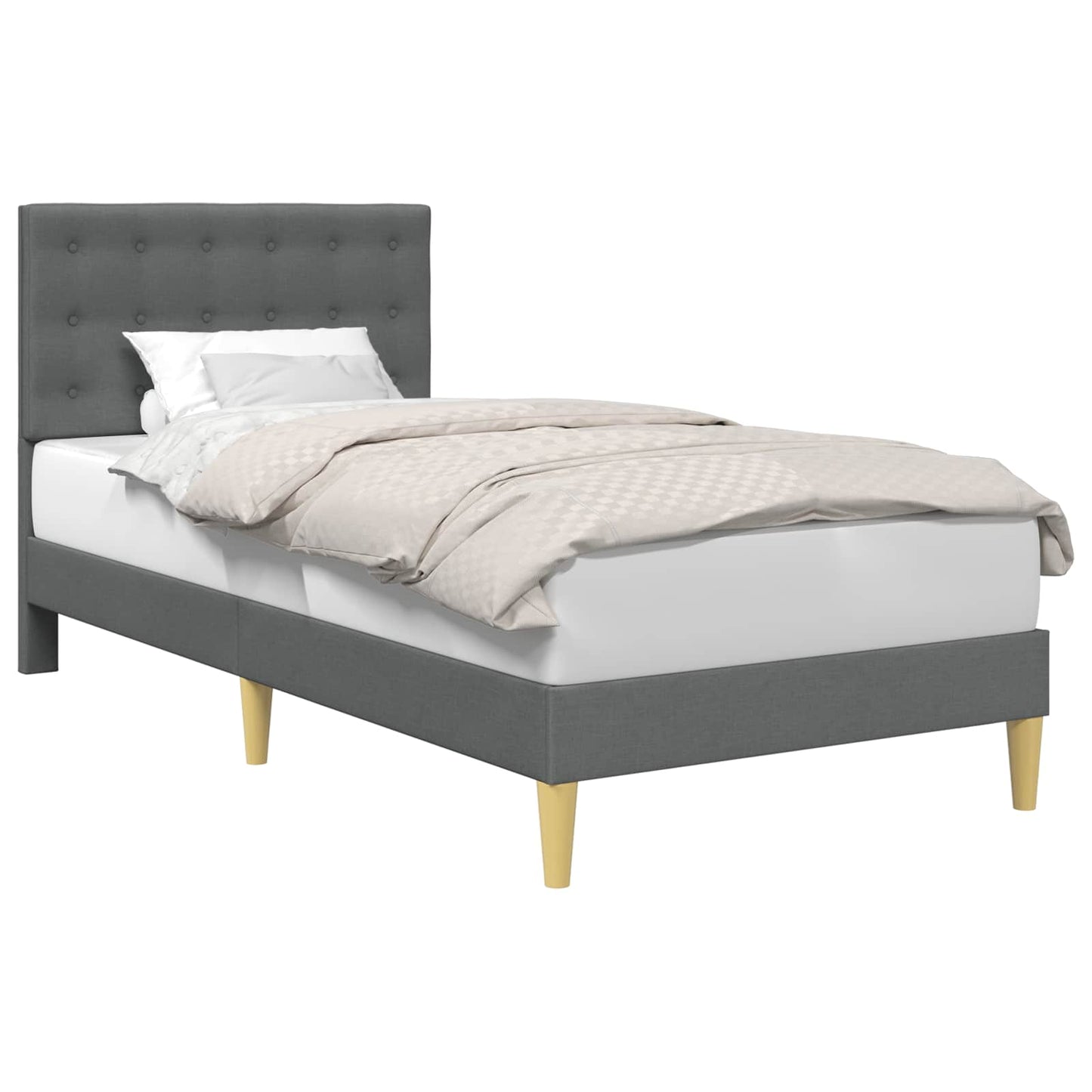 Struttura del letto Grigio Scuro 90 x 200 cm Tessuto | homemem39