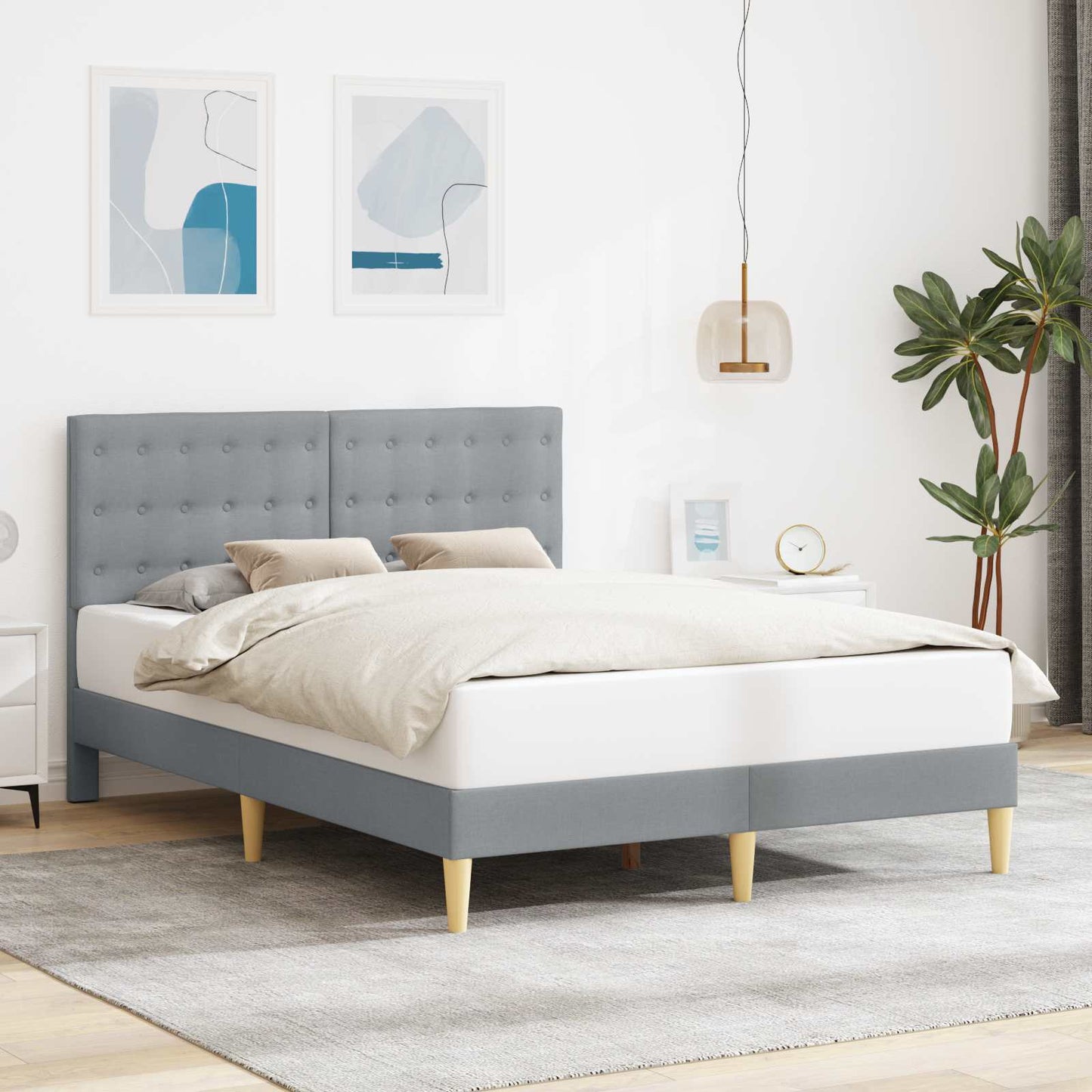 Struttura del letto Grigio Chiaro 120 x 200 cm Tessuto | homemem39