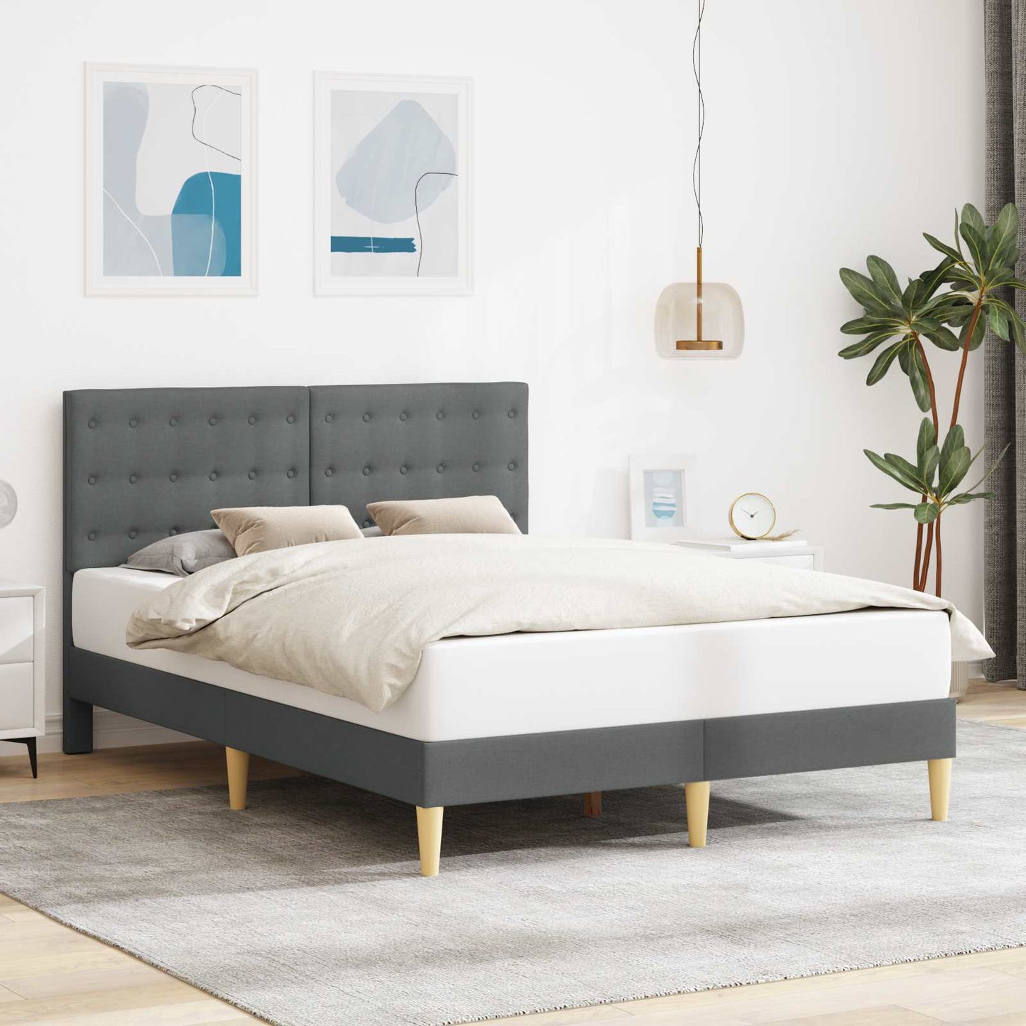 Struttura del letto Grigio Scuro 120 x 200 cm Tessuto | homemem39