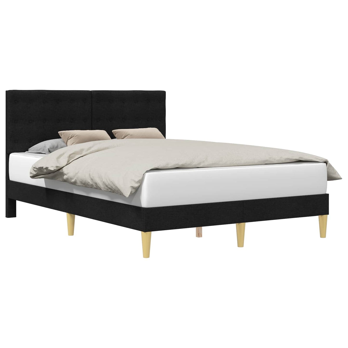 Struttura del letto con testiera Nero 140 x 190 cm Tessuto | homemem39