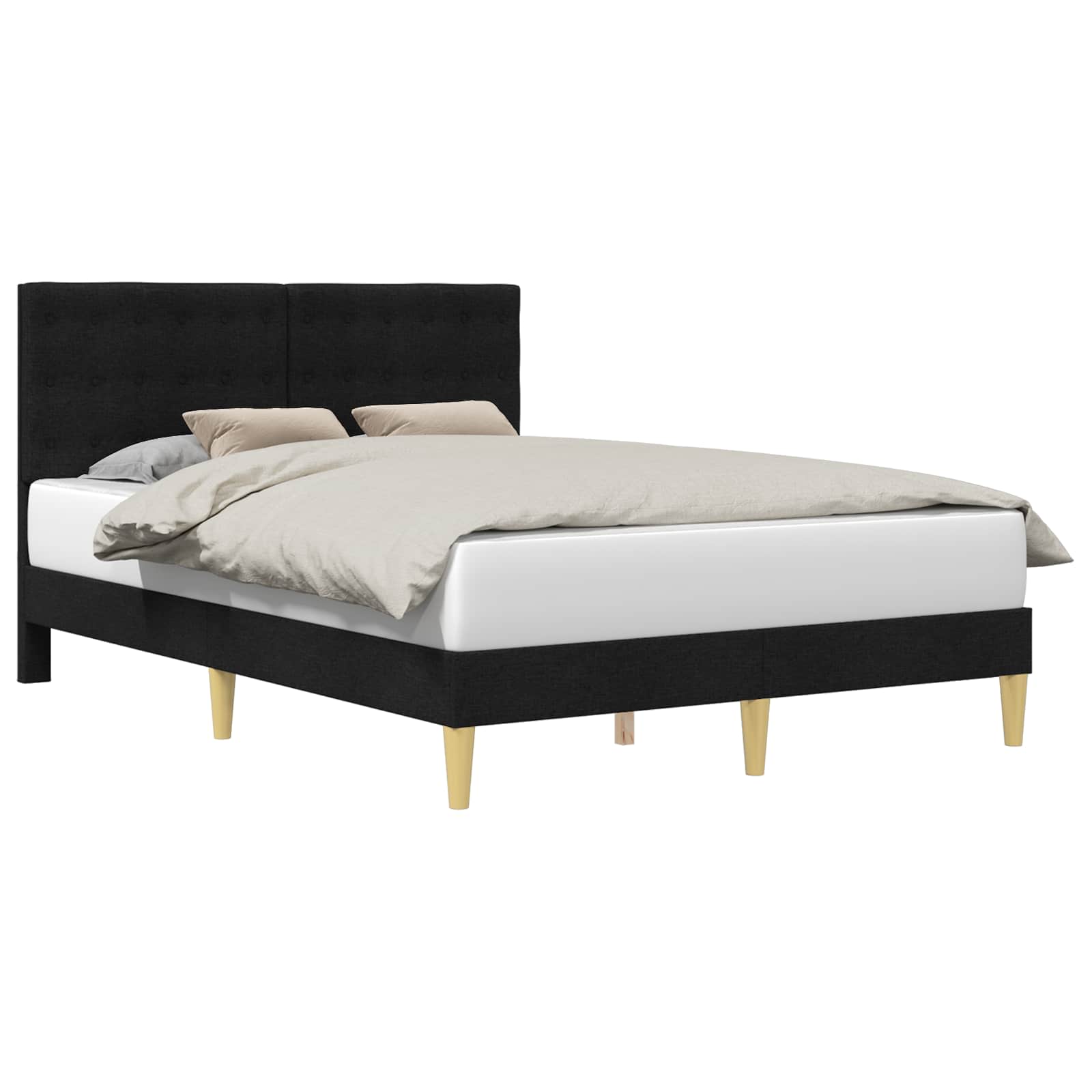 Struttura del letto con testiera Nero 160 x 200 cm Tessuto | homemem39