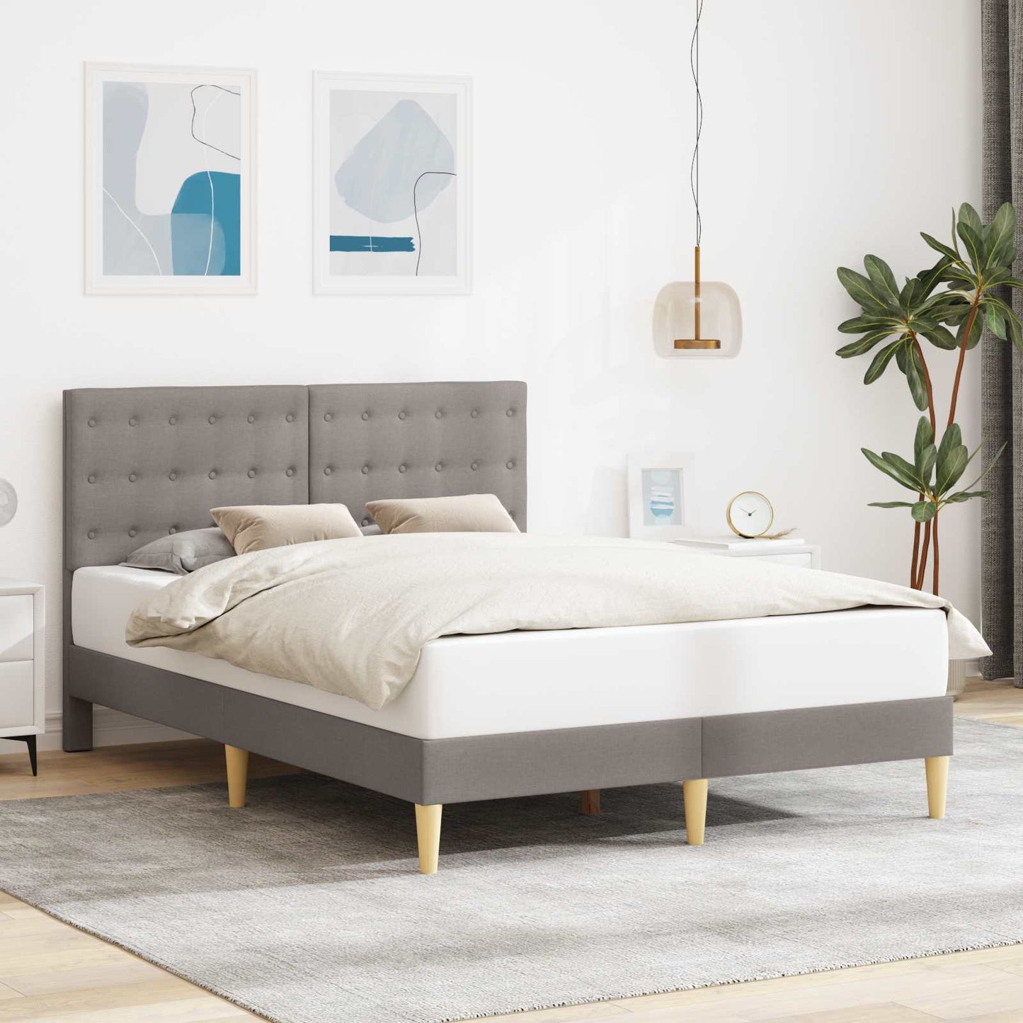 Struttura del letto con testiera Tortora 160 x 200 cm Tessuto | homemem39