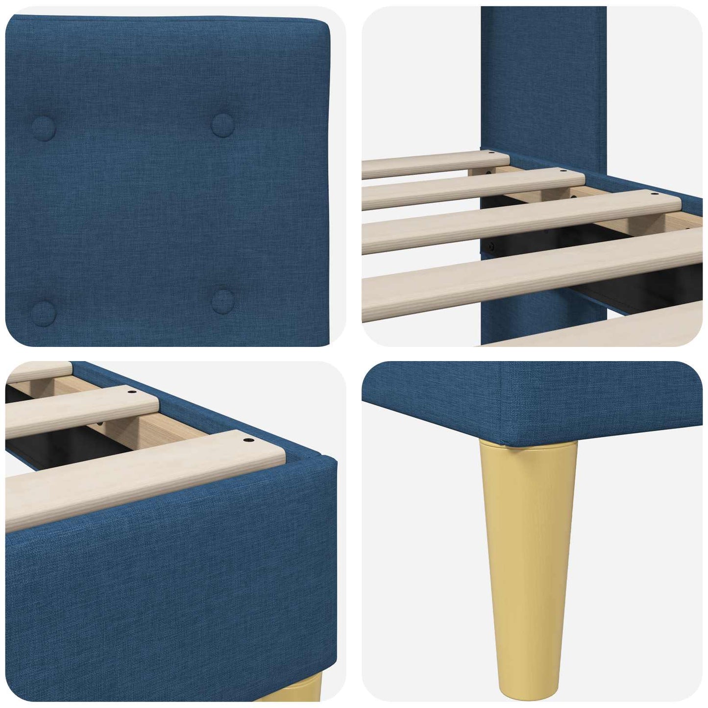 Struttura del letto con testiera Blu 160 x 200 cm Tessuto | homemem39
