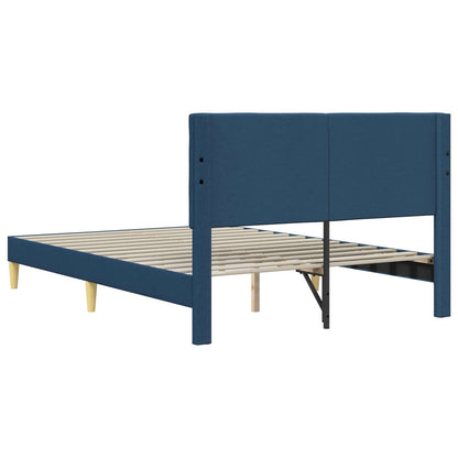 Struttura del letto con testiera Blu 160 x 200 cm Tessuto | homemem39