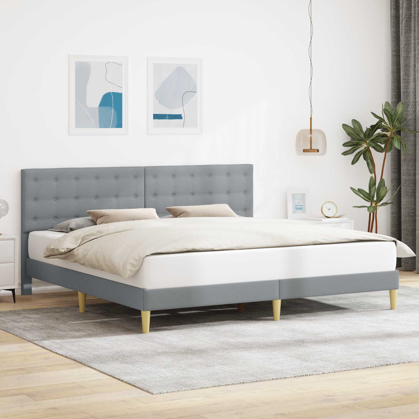 Struttura del letto Grigio Chiaro 180 x 200 cm Tessuto | homemem39