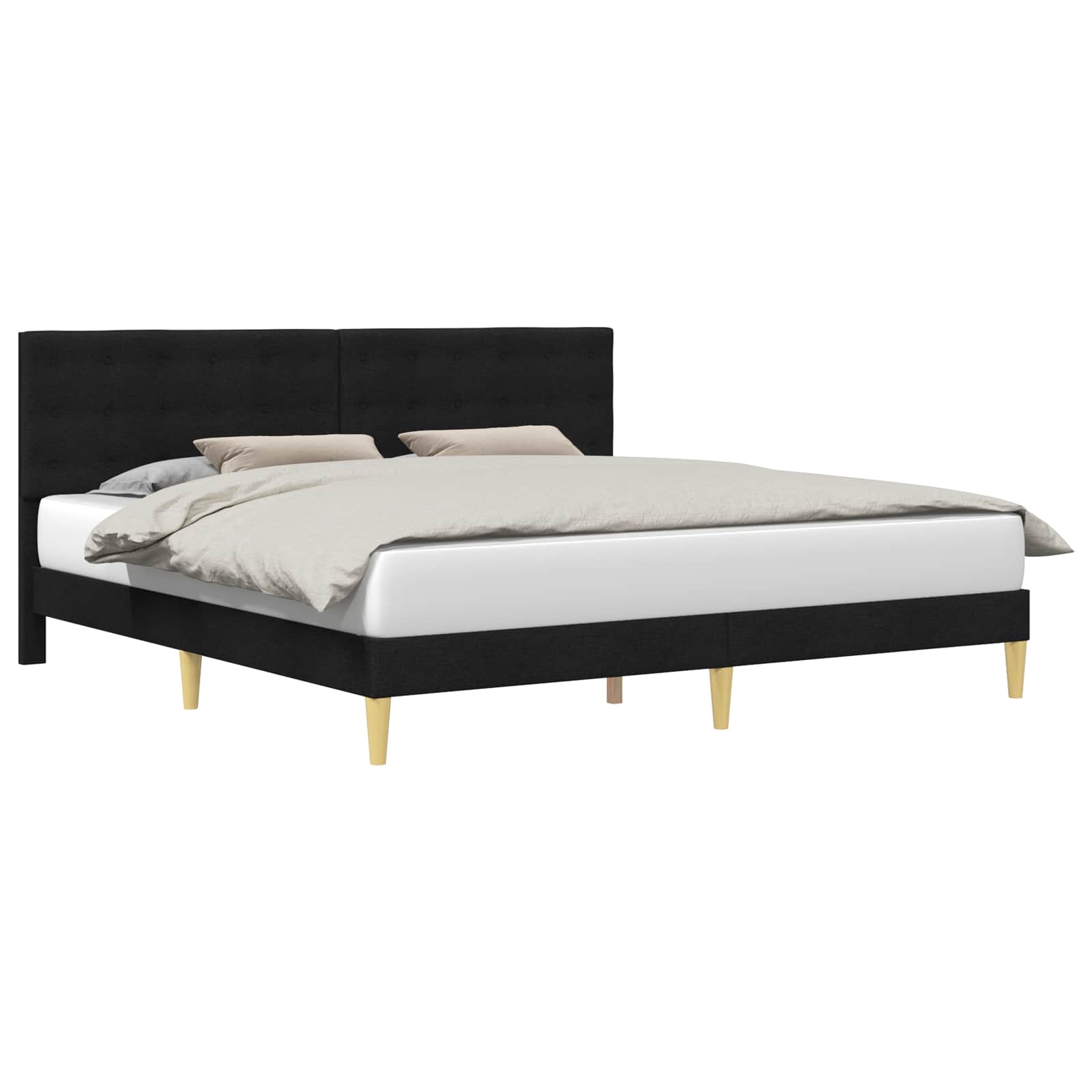 Struttura del letto con testiera Nero 200 x 200 cm Tessuto | homemem39
