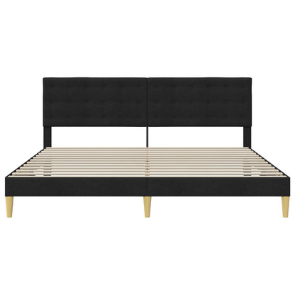 Struttura del letto con testiera Nero 200 x 200 cm Tessuto | homemem39