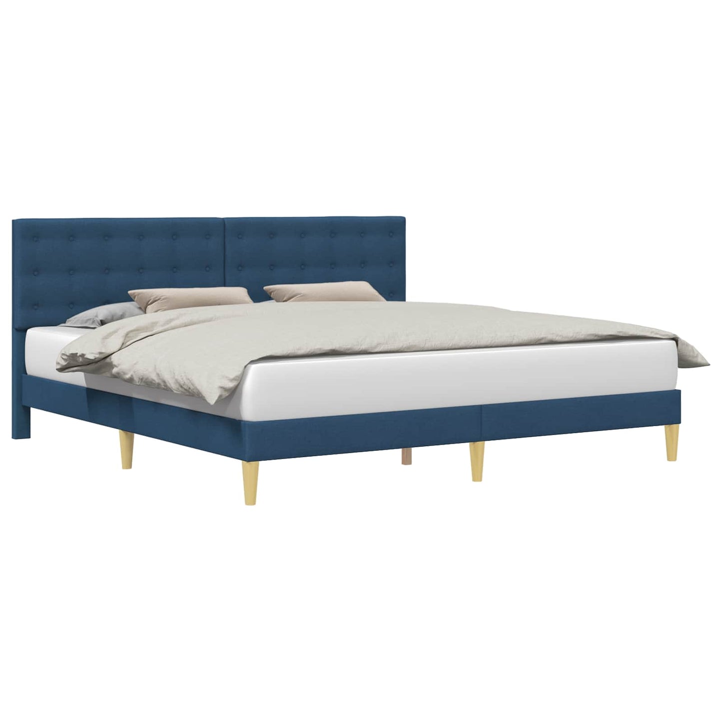 Struttura del letto con testiera Blu 200 x 200 cm Tessuto | homemem39