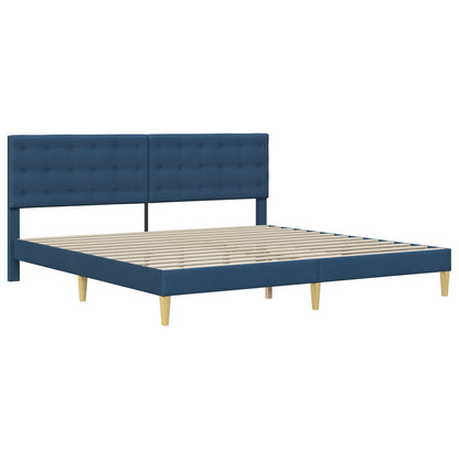 Struttura del letto con testiera Blu 200 x 200 cm Tessuto | homemem39