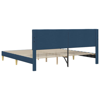 Struttura del letto con testiera Blu 200 x 200 cm Tessuto | homemem39
