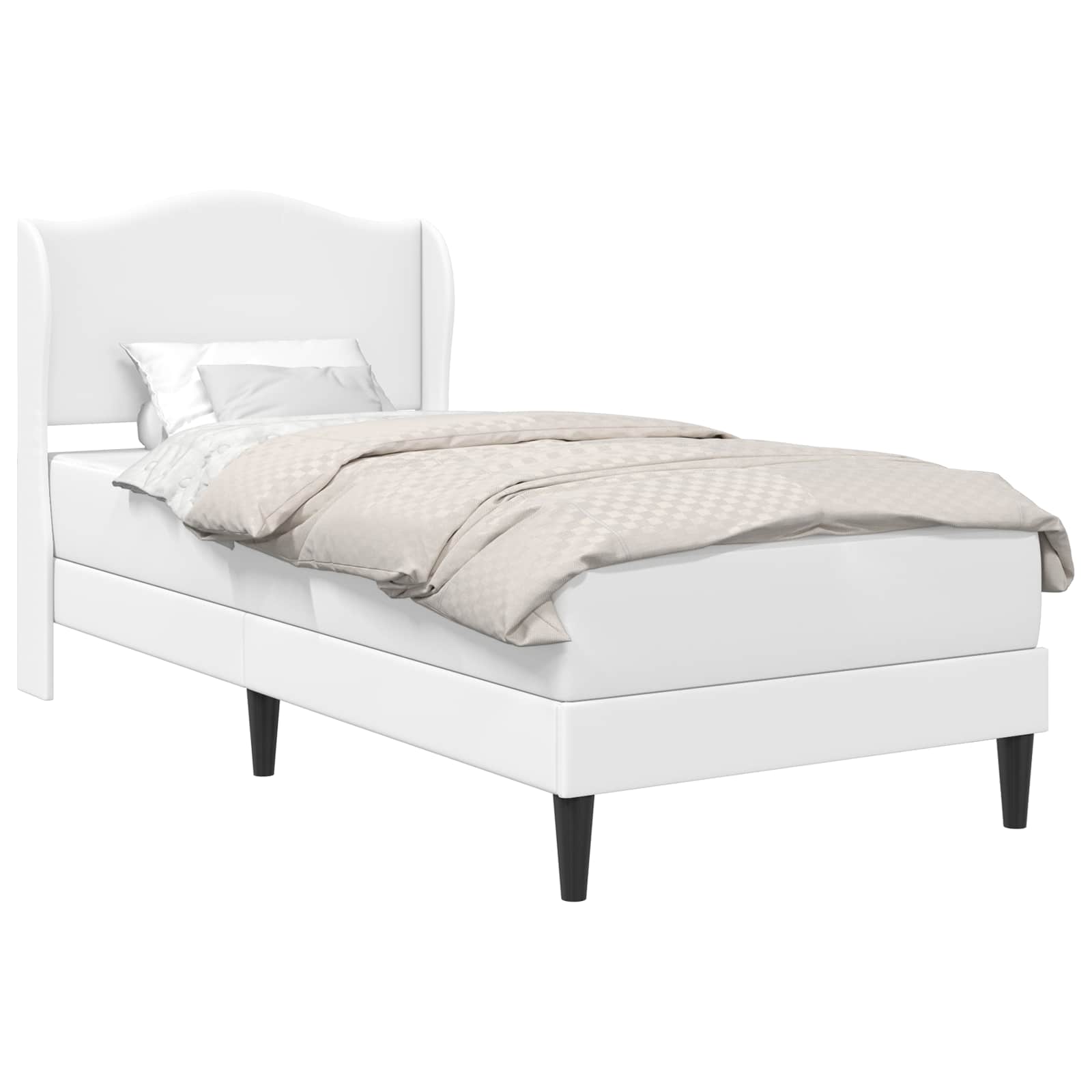 Struttura del letto con testiera Bianco 90 x 190 cm Similpelle | homemem39