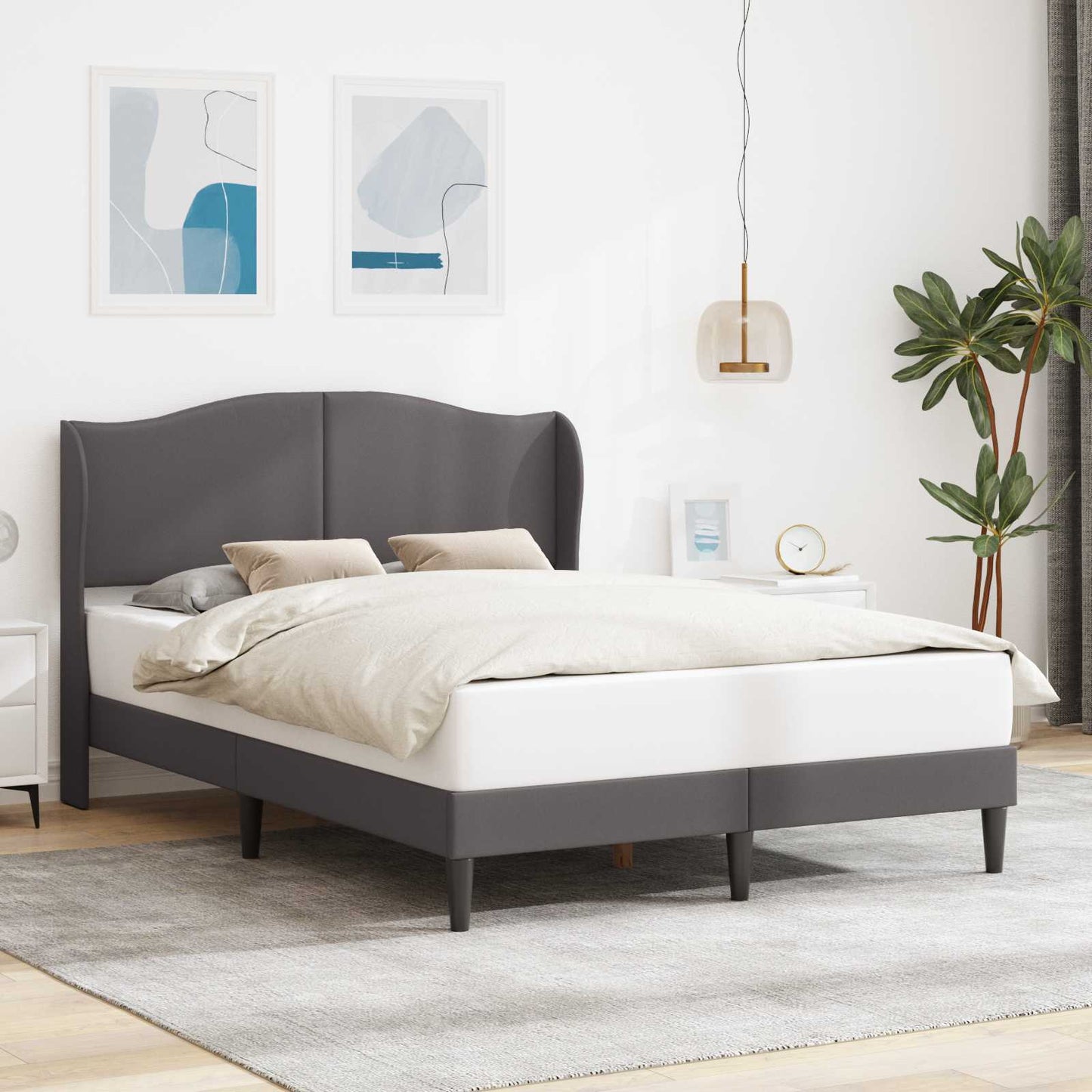 Struttura del letto con testiera Grigio 120 x 190 cm Similpelle | homemem39