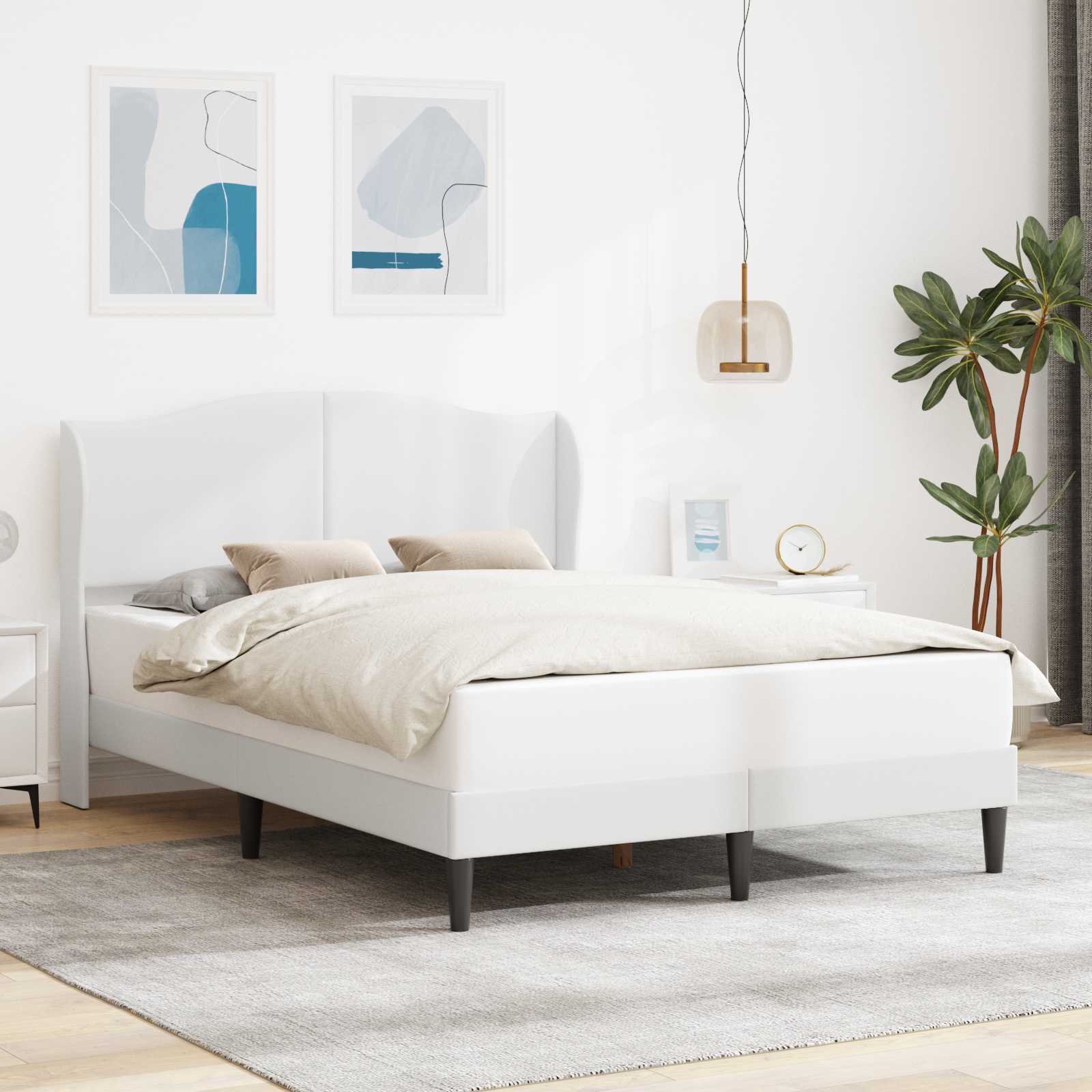 Struttura del letto con testiera Bianco 140 x 200 cm Similpelle | homemem39