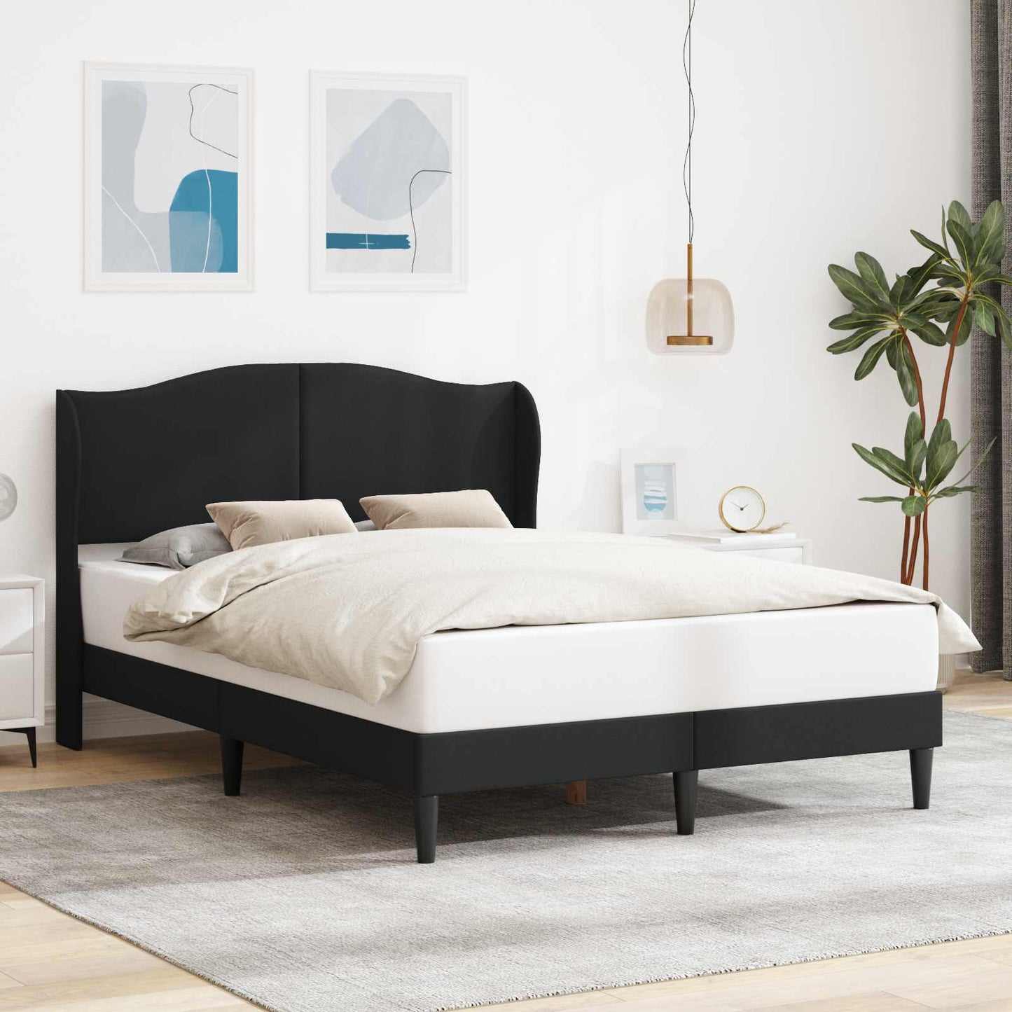 Struttura del letto con testiera Nero 160 x 200 cm Similpelle | homemem39