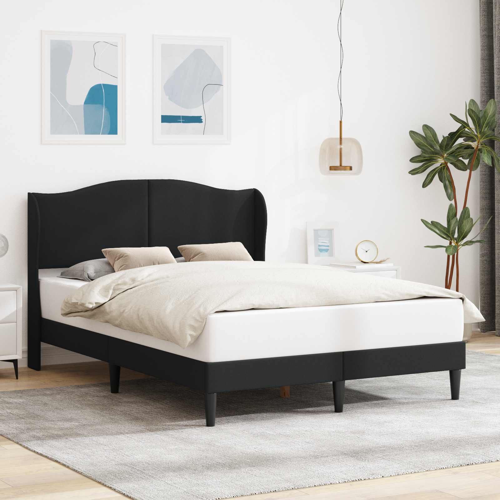 Struttura del letto con testiera Nero 160 x 200 cm Similpelle | homemem39
