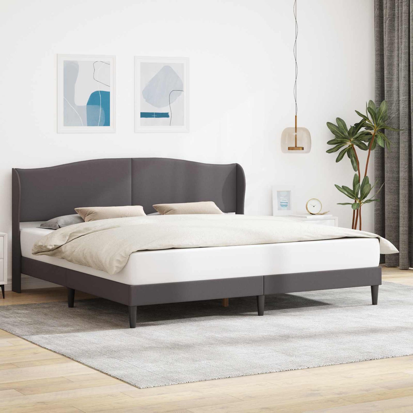 Struttura del letto con testiera Grigio 200 x 200 cm Similpelle | homemem39