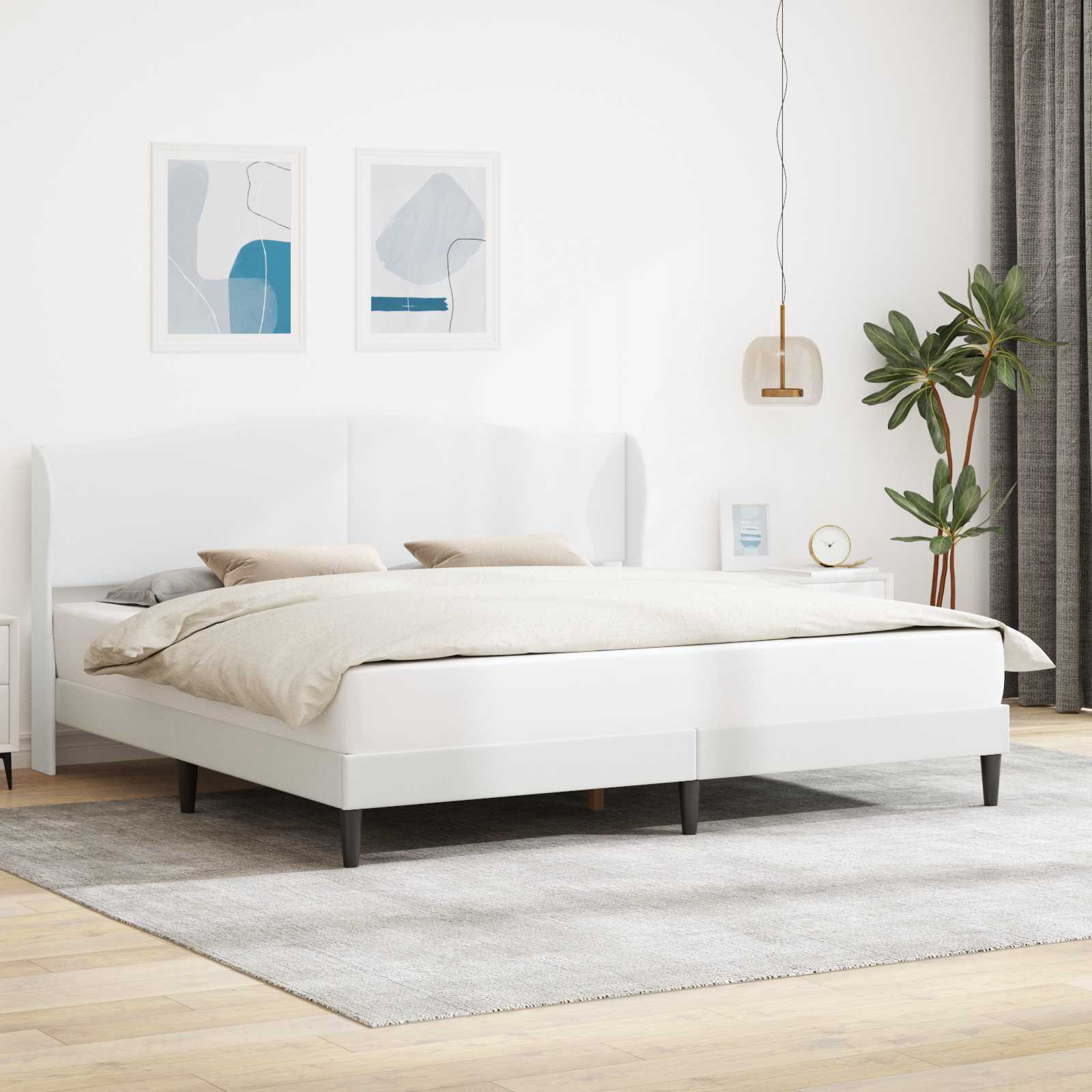 Struttura del letto con testiera Bianco 200 x 200 cm Similpelle | homemem39