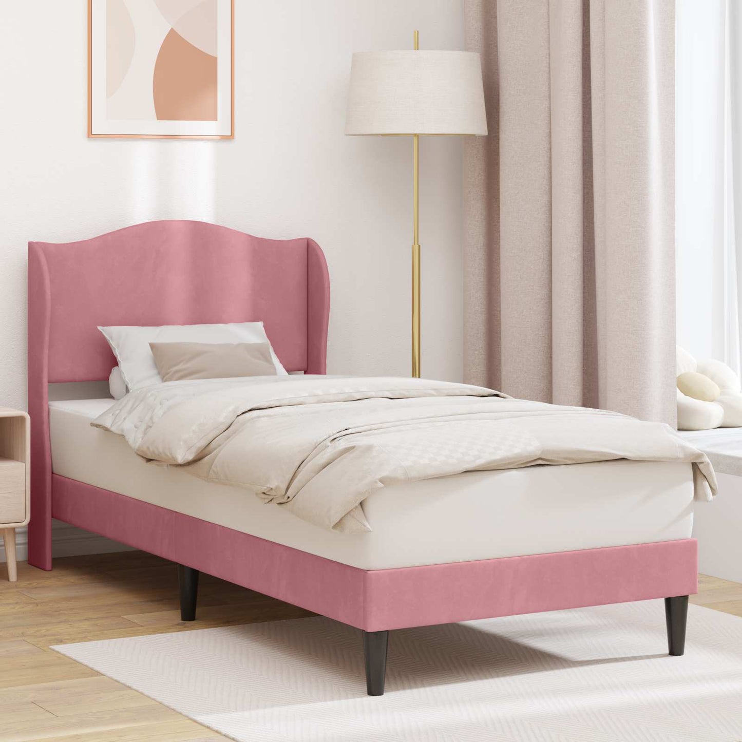 Struttura del letto con testiera Rosa 80 x 200 cm Velluto | homemem39