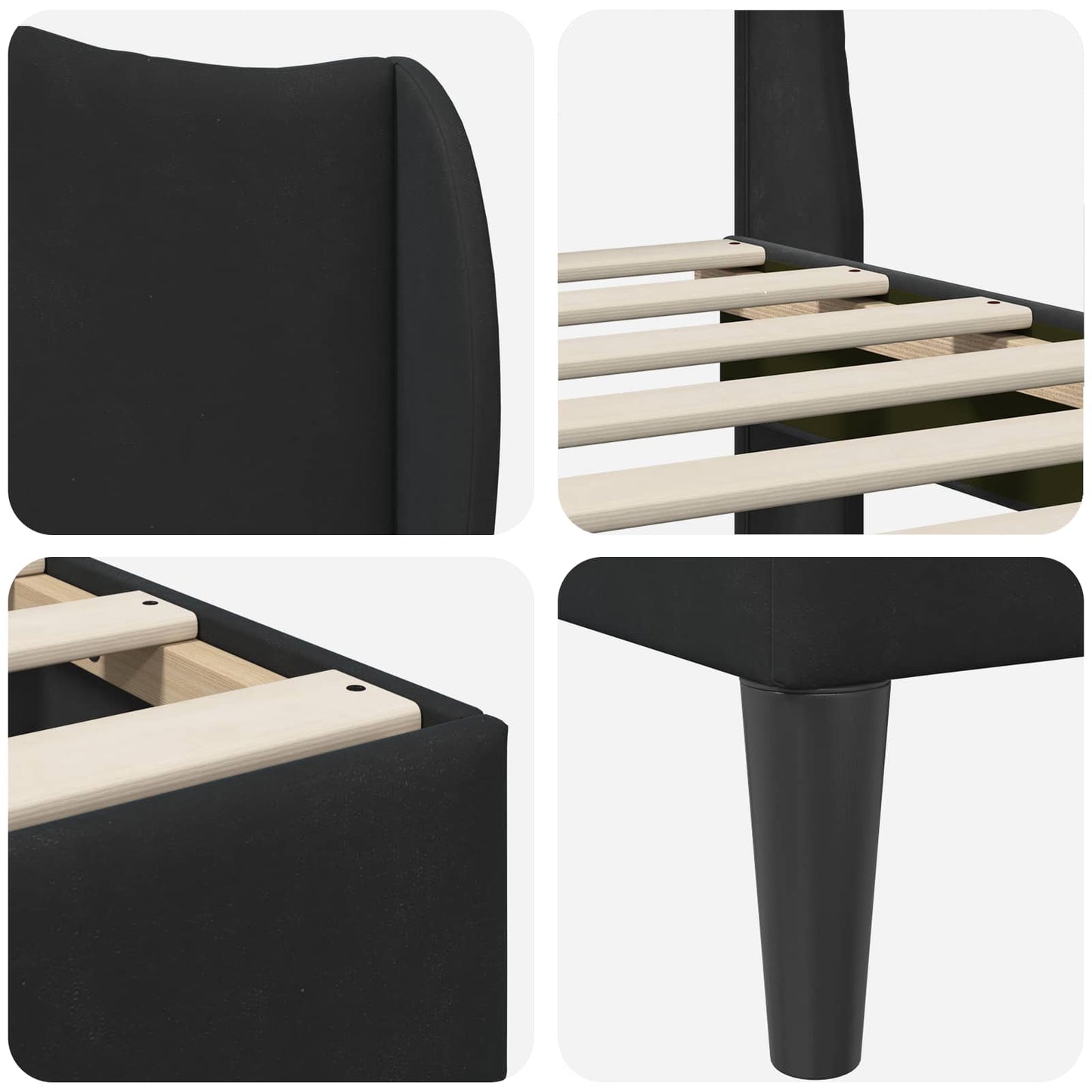 Struttura del letto con testiera Nero 80 x 200 cm Velluto | homemem39