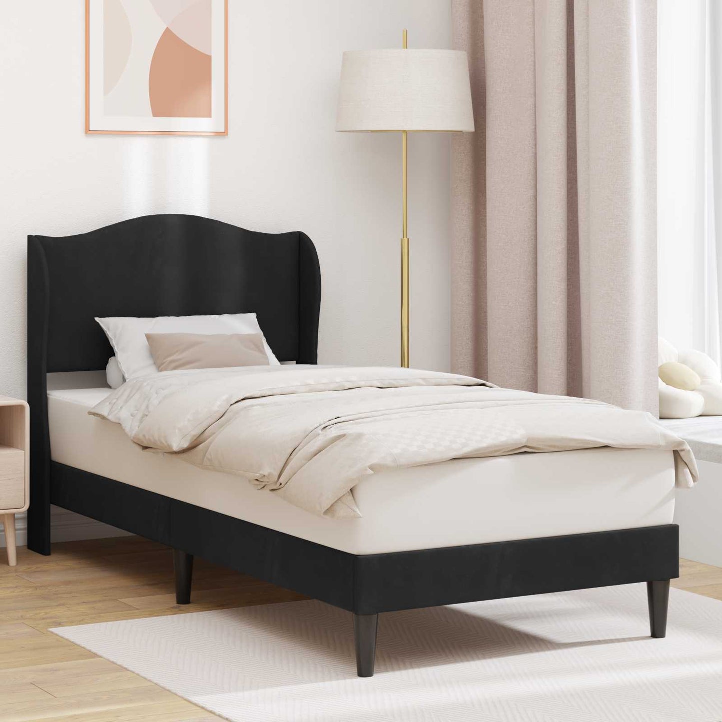Struttura del letto con testiera Nero 80 x 200 cm Velluto | homemem39