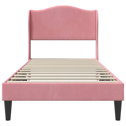 Struttura del letto con testiera Rosa 90 x 190 cm Velluto | homemem39