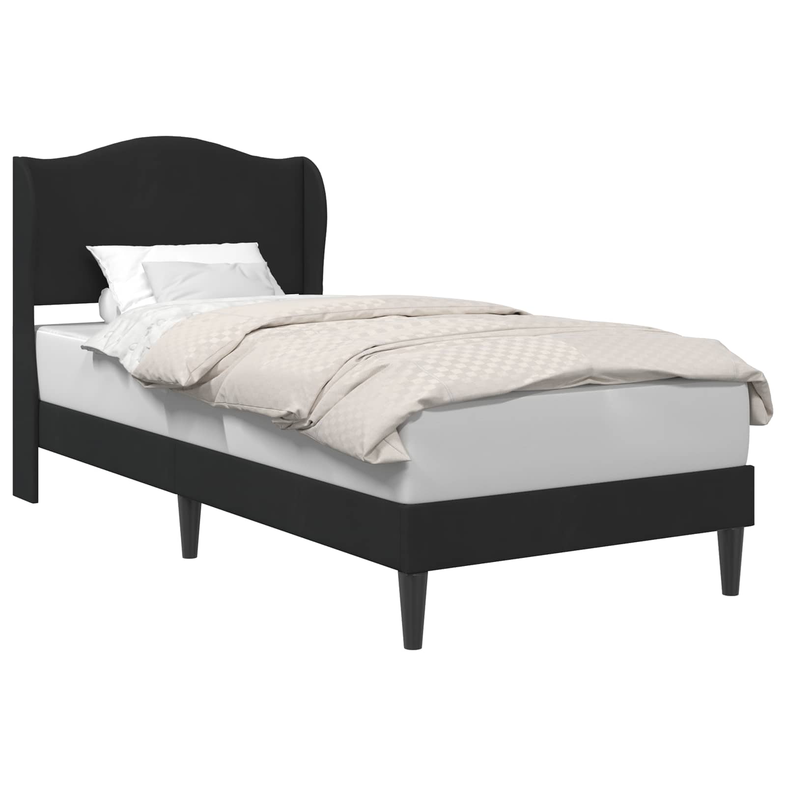 Struttura del letto con testiera Nero 90 x 190 cm Velluto | homemem39
