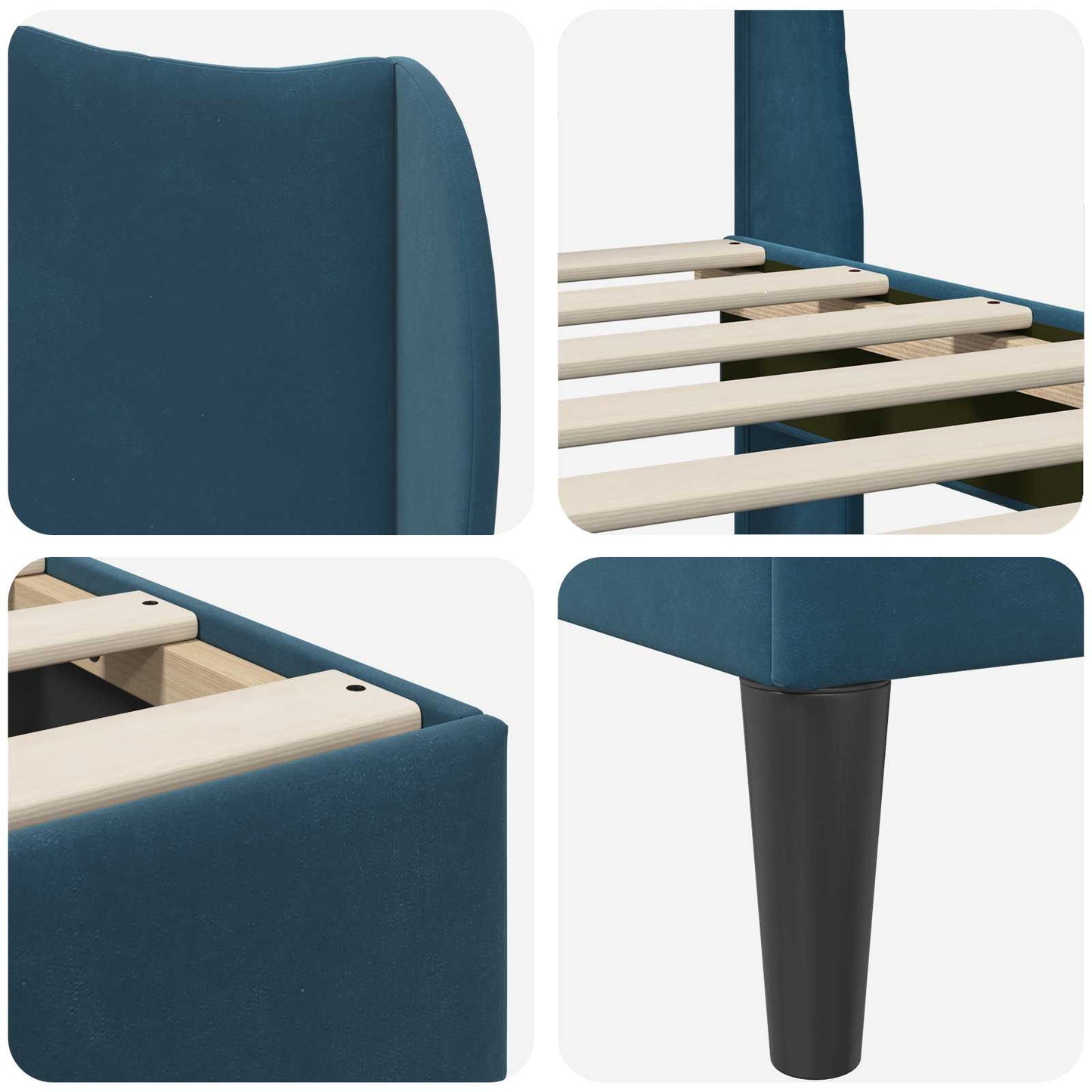 Struttura del letto con testiera Blu 90 x 190 cm Velluto | homemem39