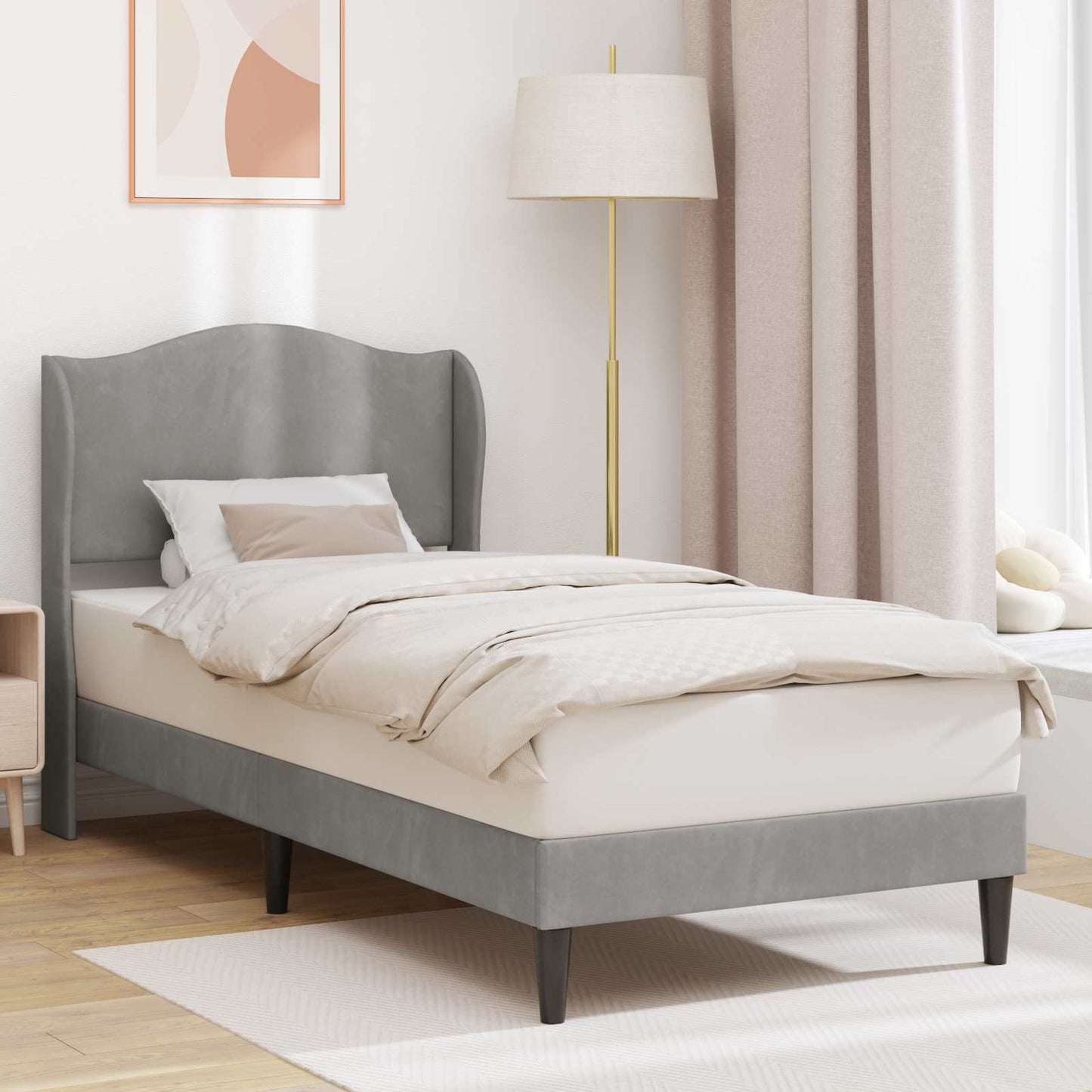 Struttura del letto Grigio Chiaro 90 x 200 cm Velluto | homemem39